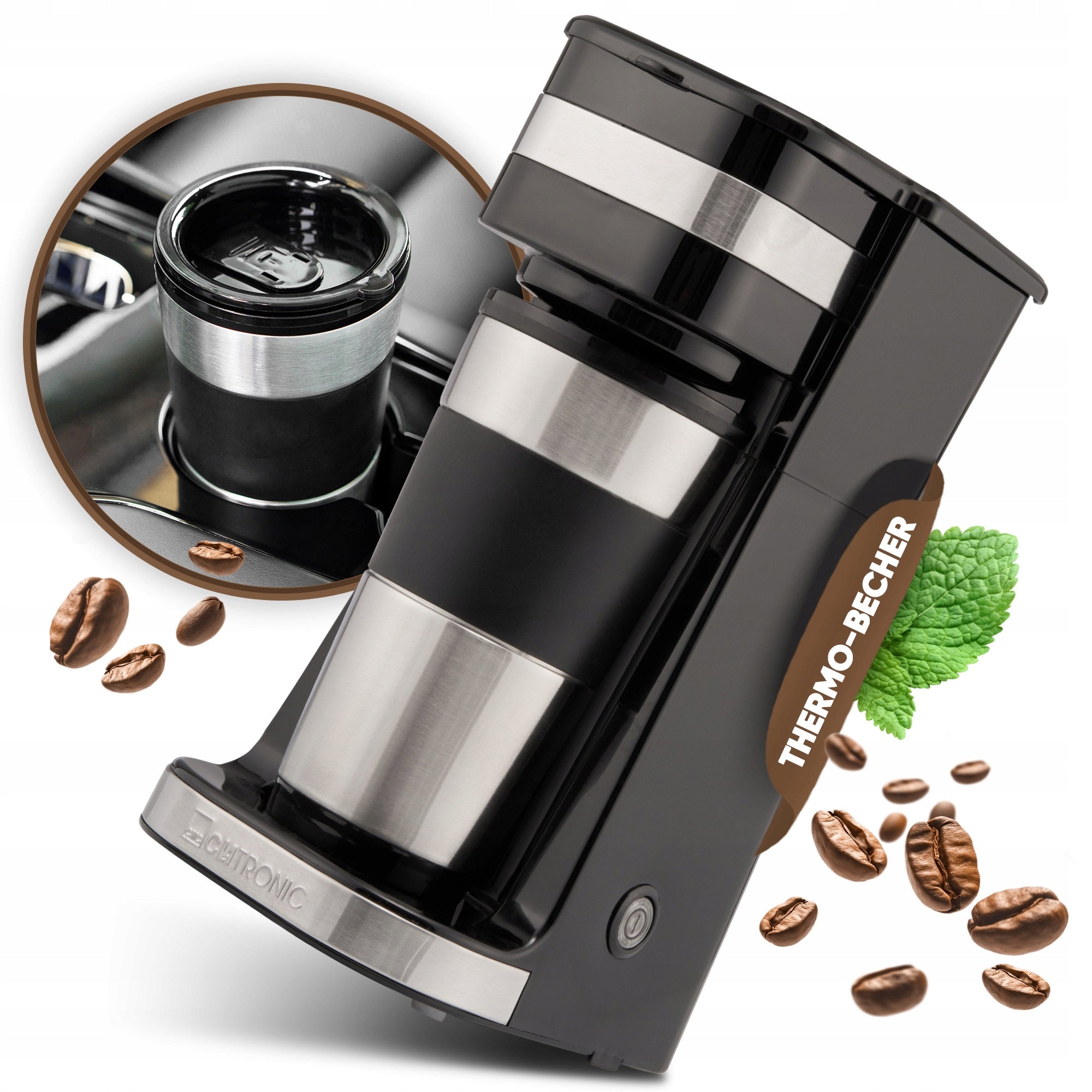 OVERFLOW COFFEE MAKER CLATRONIC KA WITH THERMAL TAKEAWAY CUP, FOR CAR