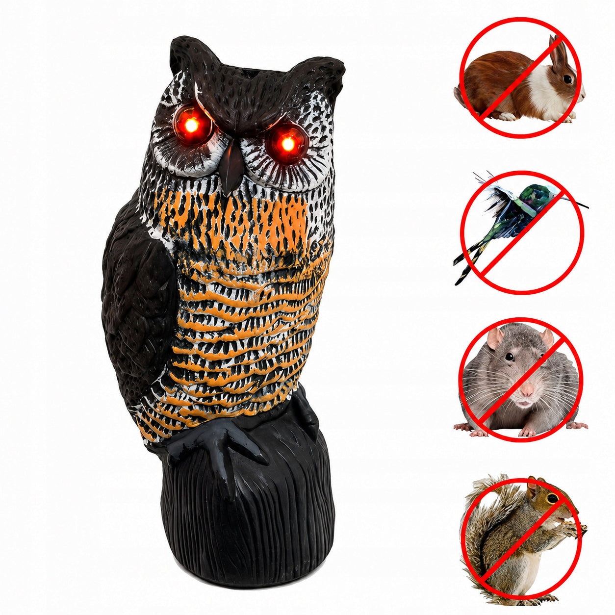 OWL SOLAR BIRD REPELLENT MOTION SENSOR SOUND MOCK-UP BIRD EAGLE Use Against cats dogs birds other