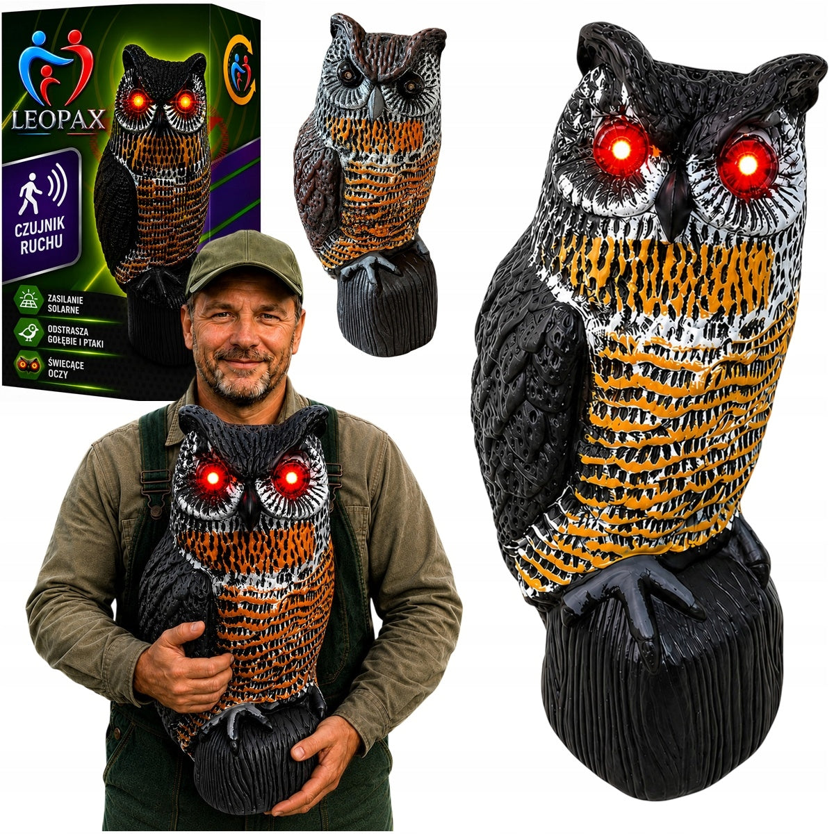 OWL SOLAR BIRD REPELLENT MOTION SENSOR SOUND MOCK-UP BIRD EAGLE