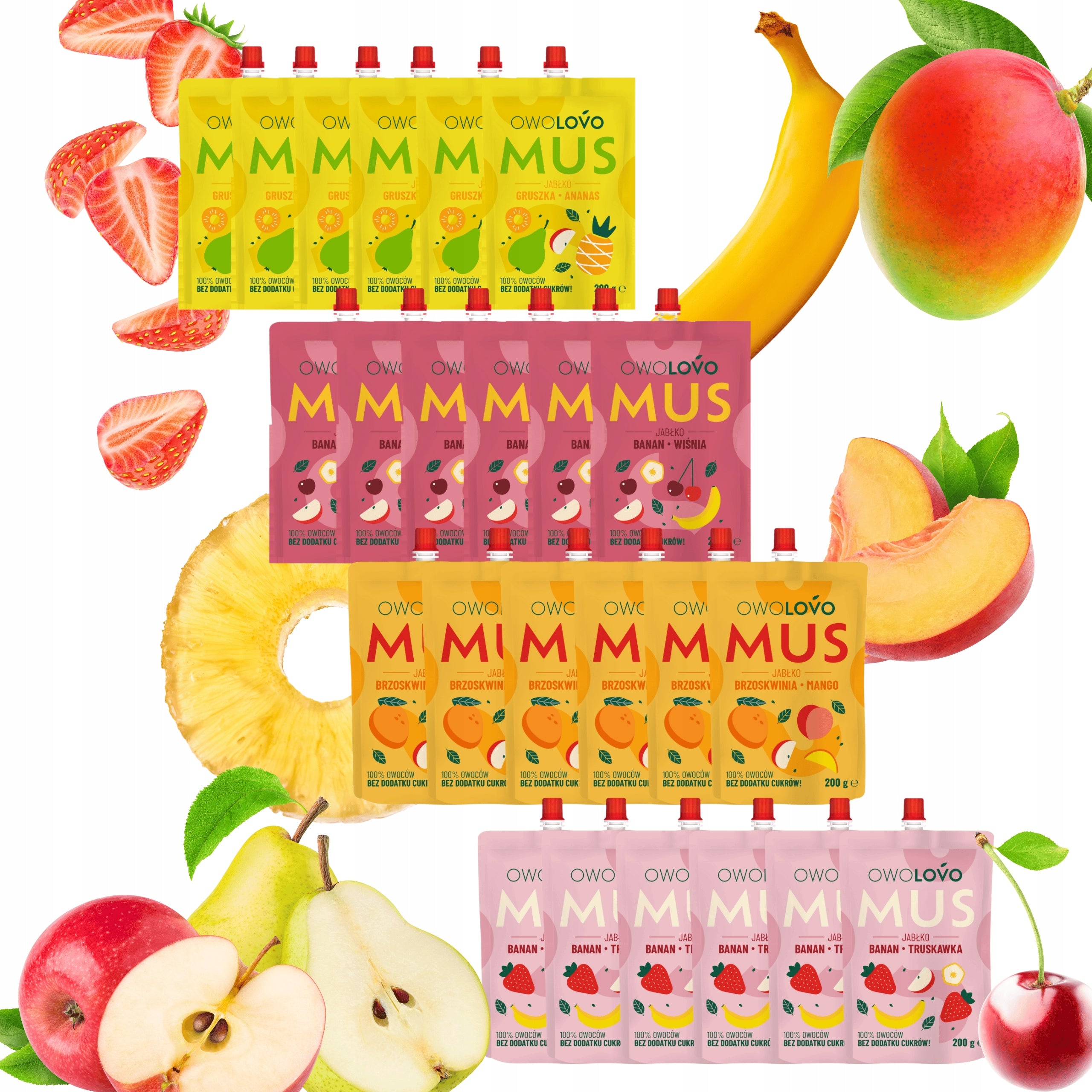 OWOLOVO Mix of three-flavoured fruit mousses 24x200g