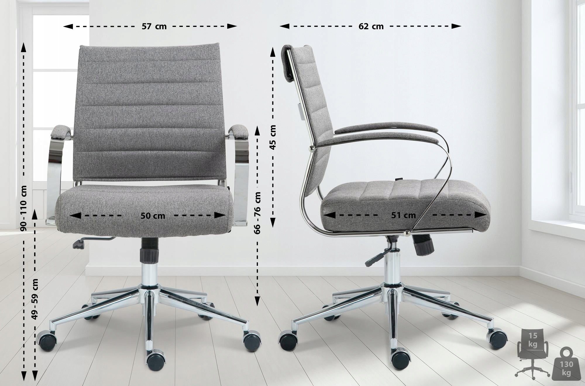 Oakland office chair fabric, grey