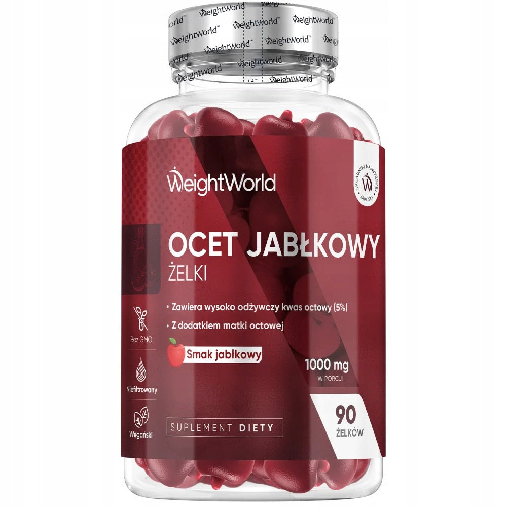 Ocet Jabłkowy Żelki 90 szt. WeightWorld Witaminy Metabolizm Odchudzanie