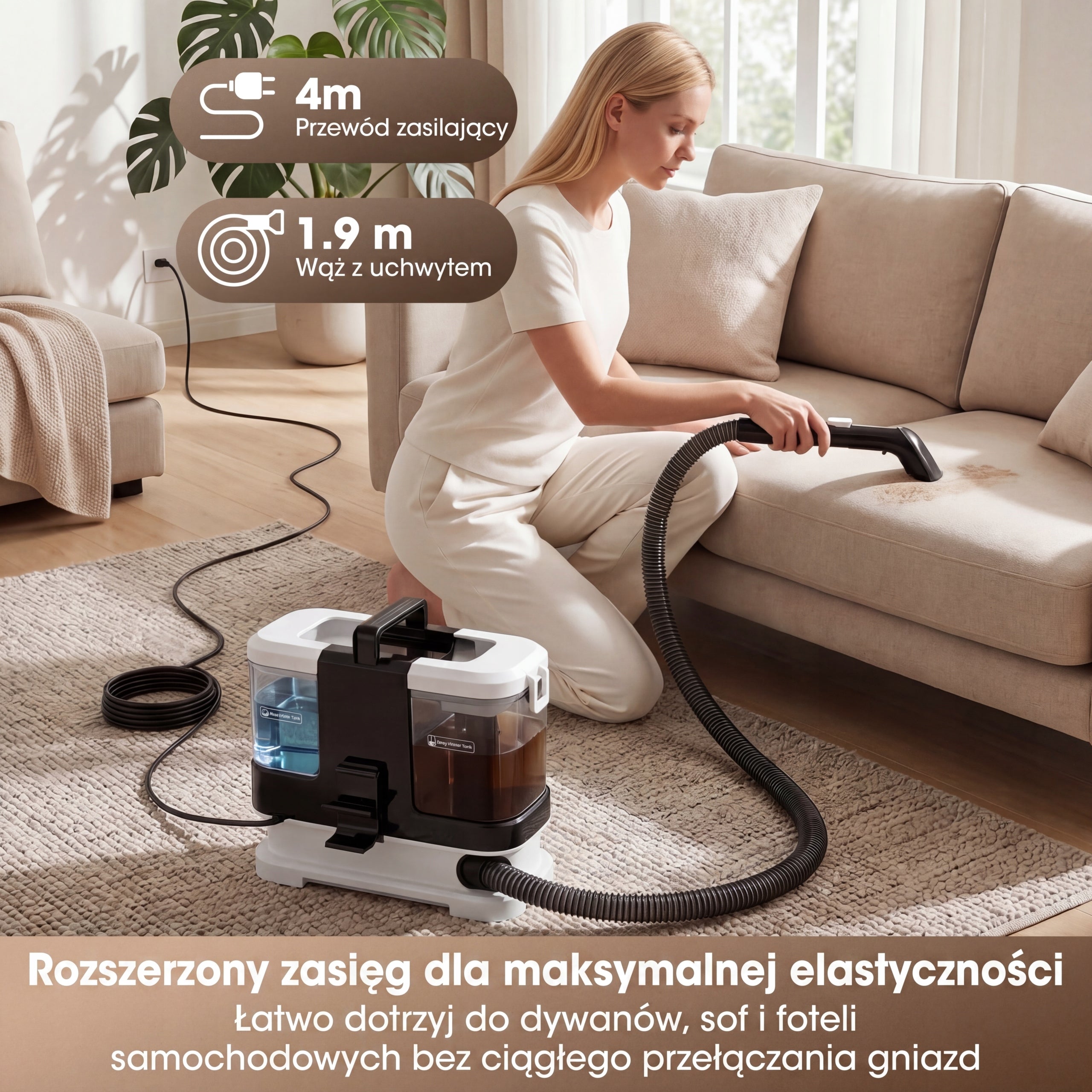 Odkurzacz piorący do tapicerki dywanów kanapy Lubluelu V2 400W Brand Lubluelu