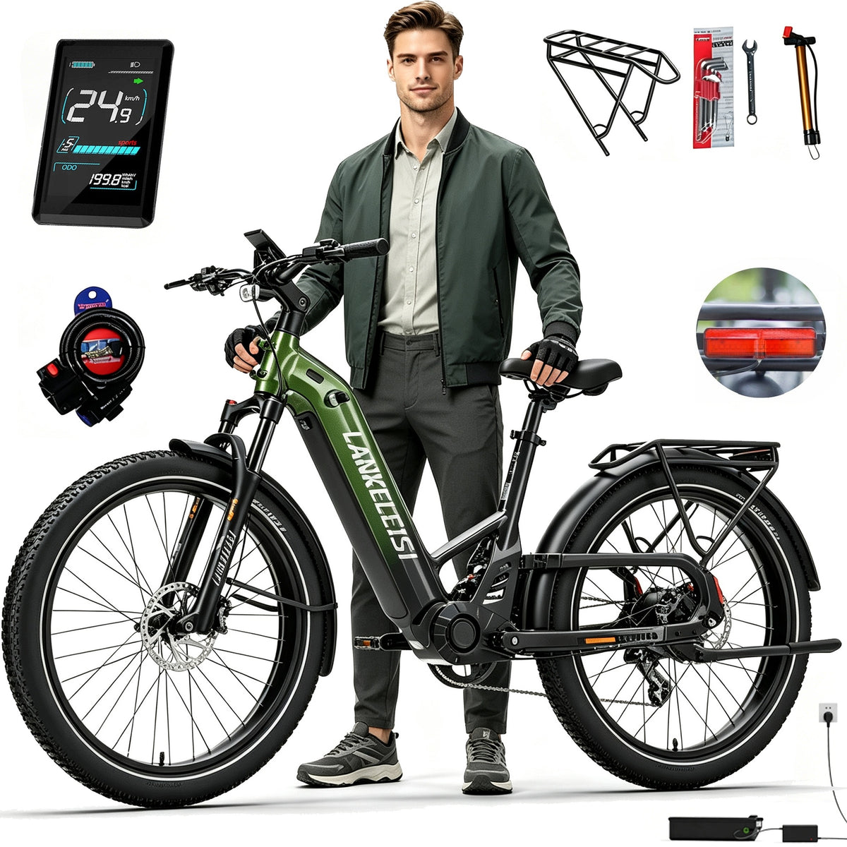 Off-Road Electric Vehicle LANKELEISI kett8 1130W 48V 20Ah 150km 26" 8-speed