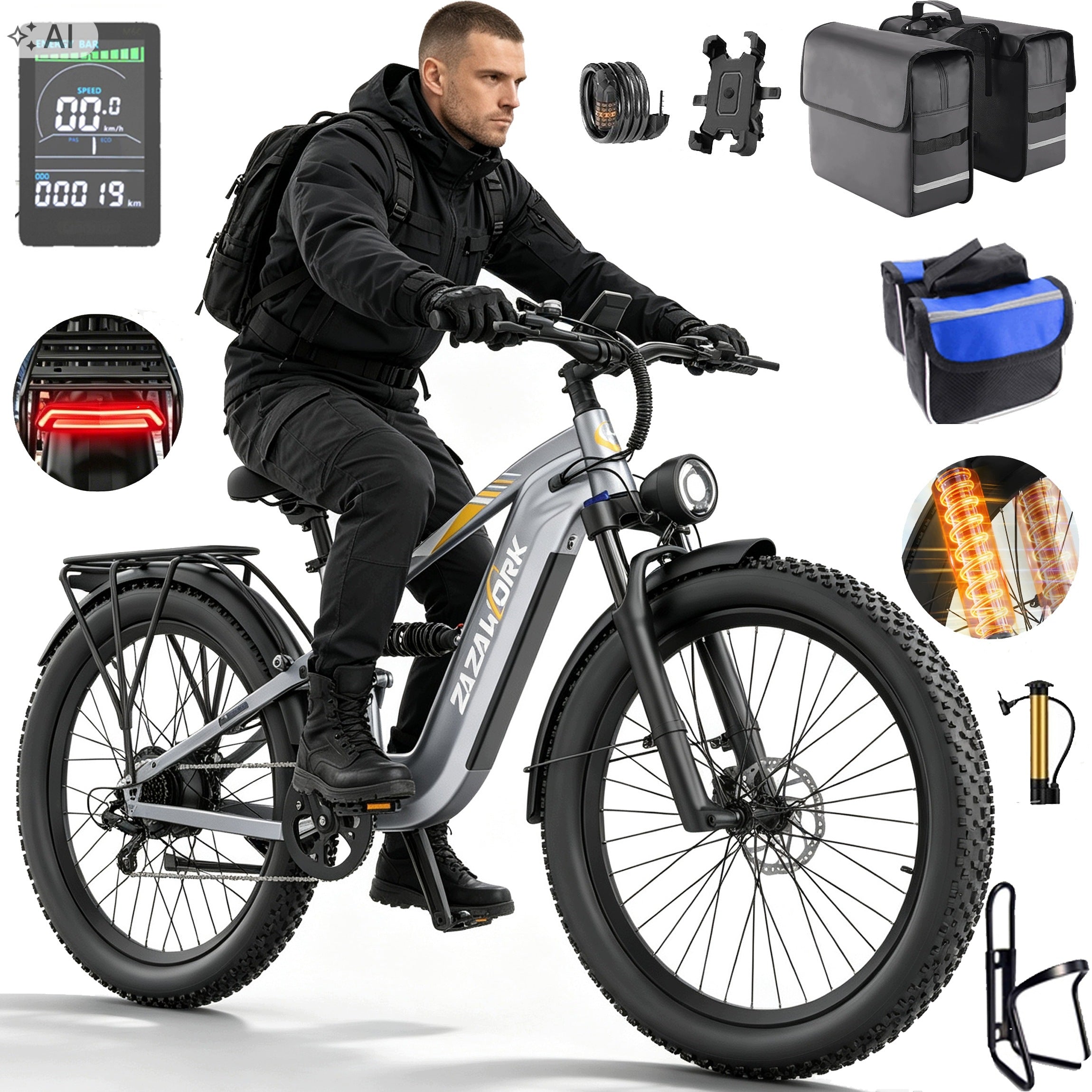 Off-Road Electric Vehicles ZAZAWORK CF500 1000W 48V 20AH LG 45km/h 27.5"