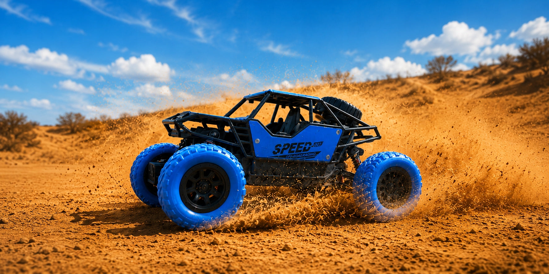 Off-road vehicle remote controlled Funny ToyS for BoyS - rubber tires, accumulator Brand Dromader