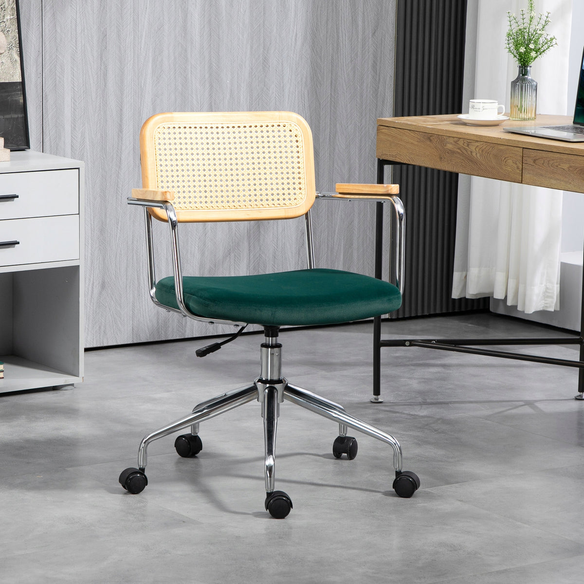 Office Armchair in Rattan Optics, with Rocking Function, Adjustable Brand Homcom