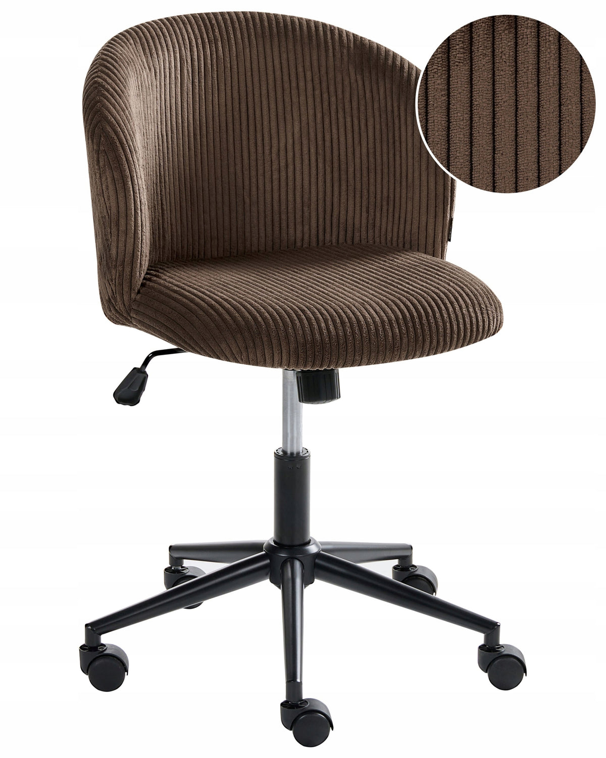 Office Chair Adjustable Corduroy Seat Dark Brown