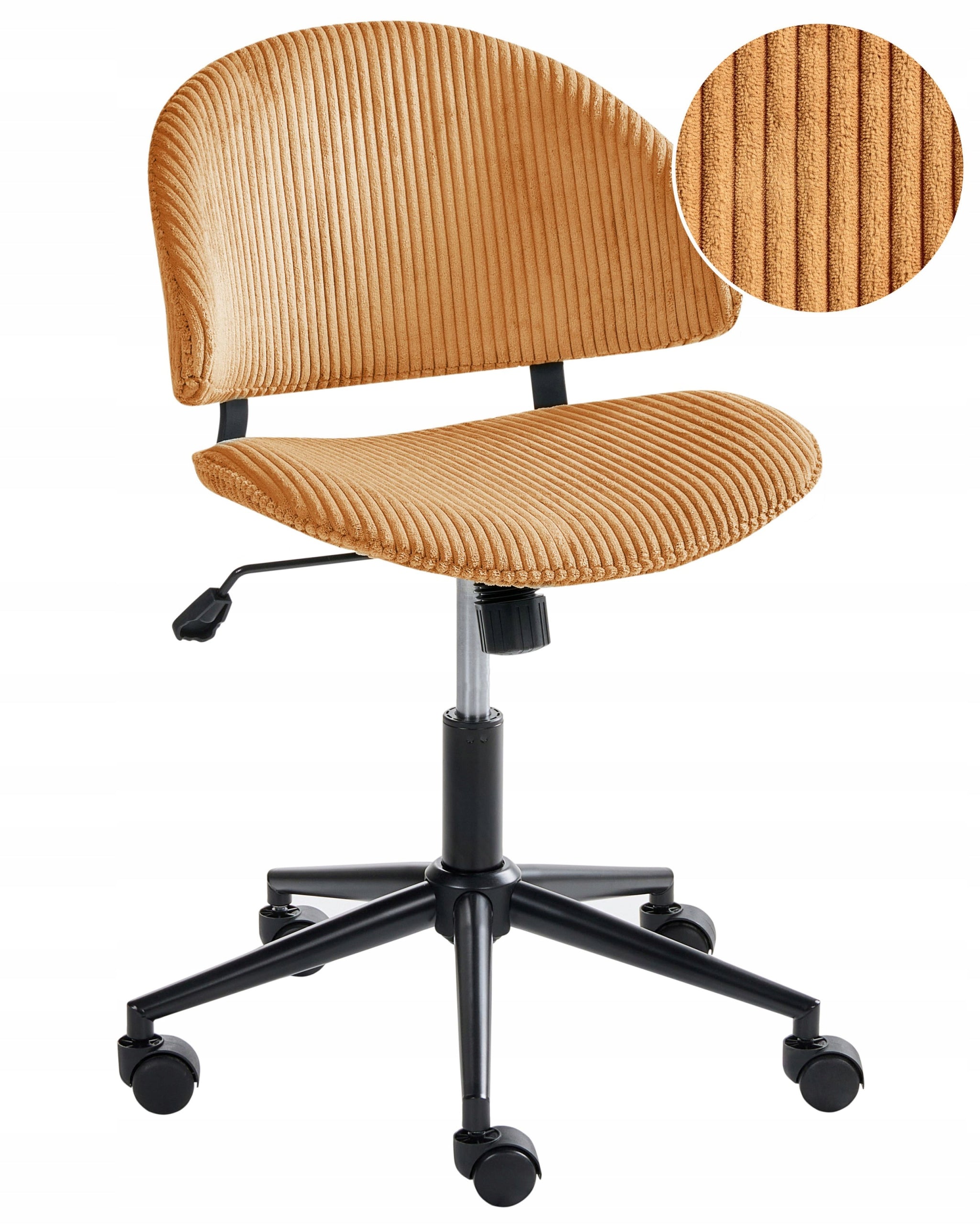 Office Chair Adjustable Corduroy Seat Orange