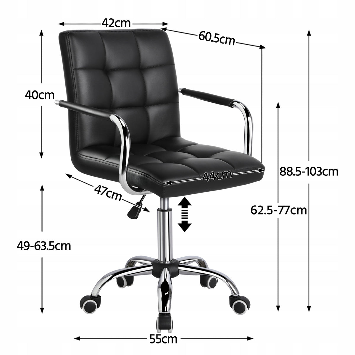 Office Chair Adjustable Medium with Backrest, Black Medical device no