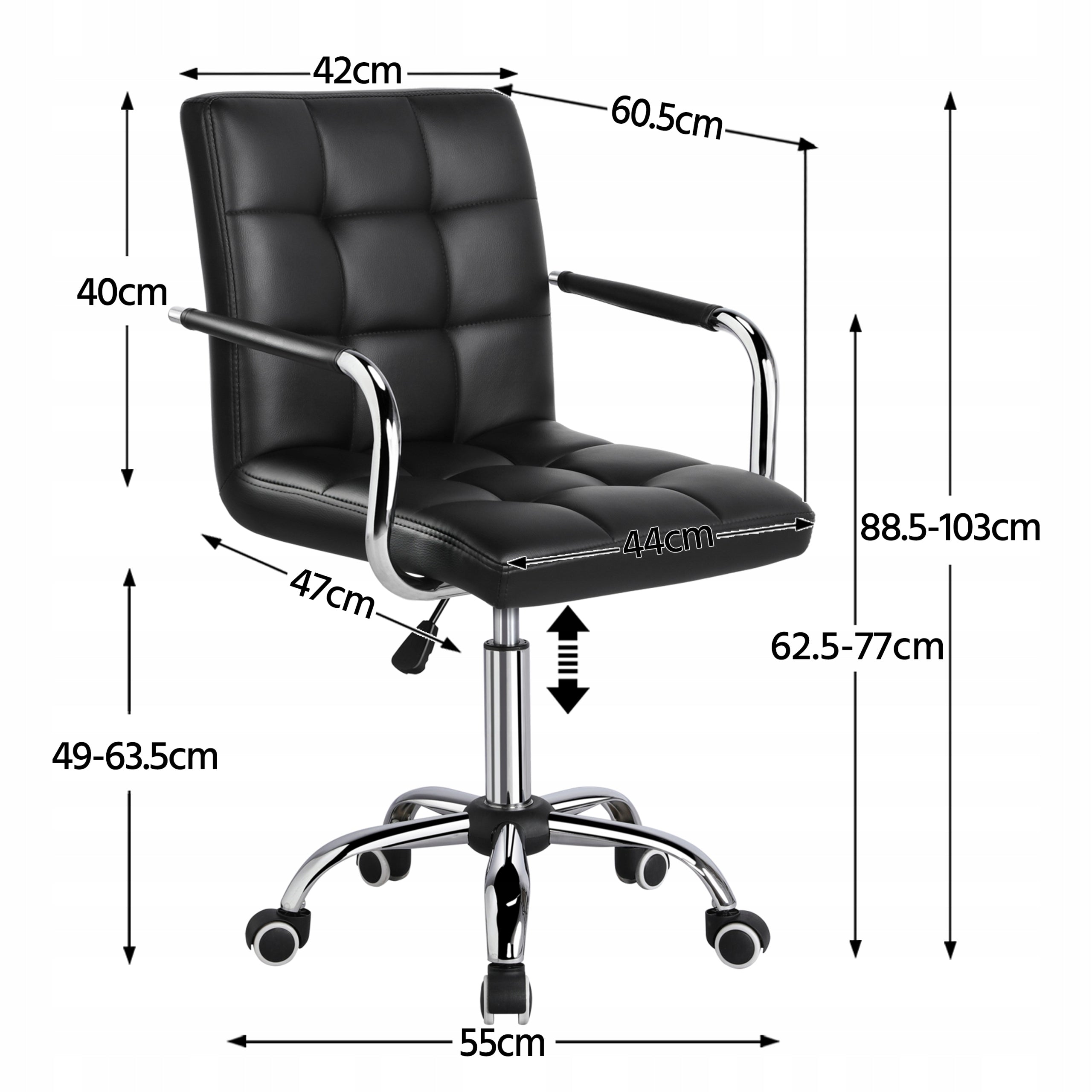 Office Chair Adjustable Medium with Backrest, Black Medical device no