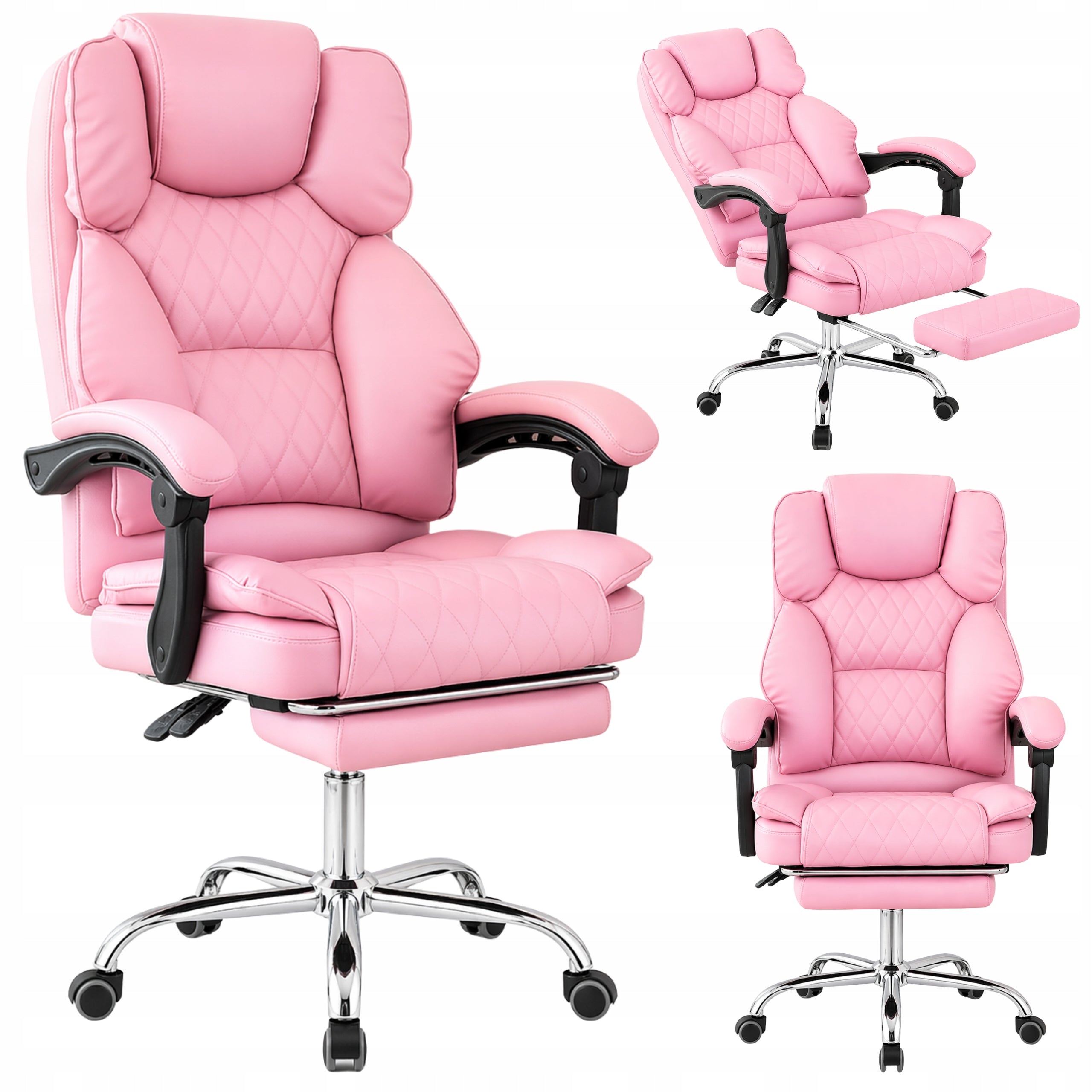 Office Chair Chef Swivel Footrest Work Desk Pink