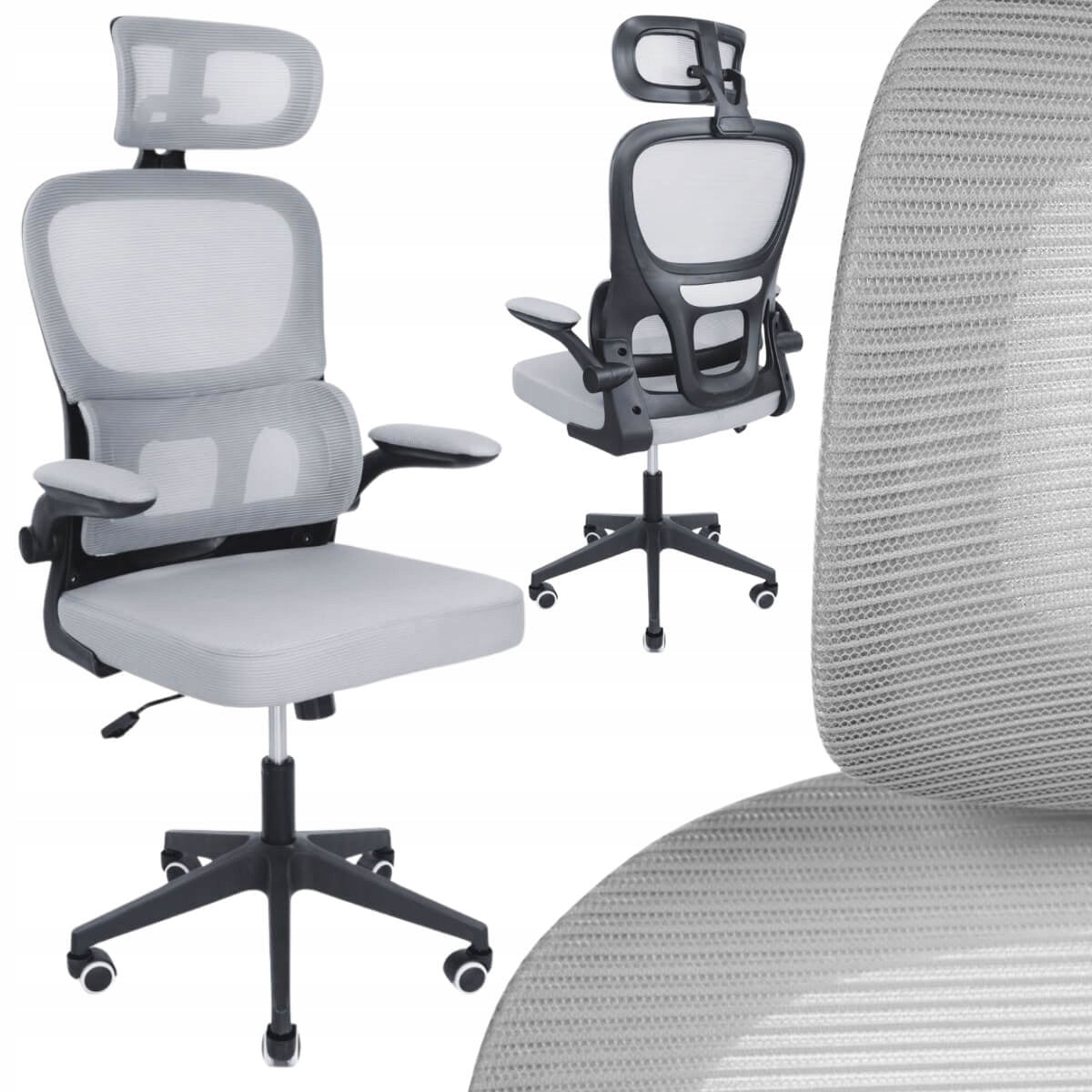 Office Chair ERGONOMIC Swivel Chair GREY Mesh COMFORTABLE For Desk