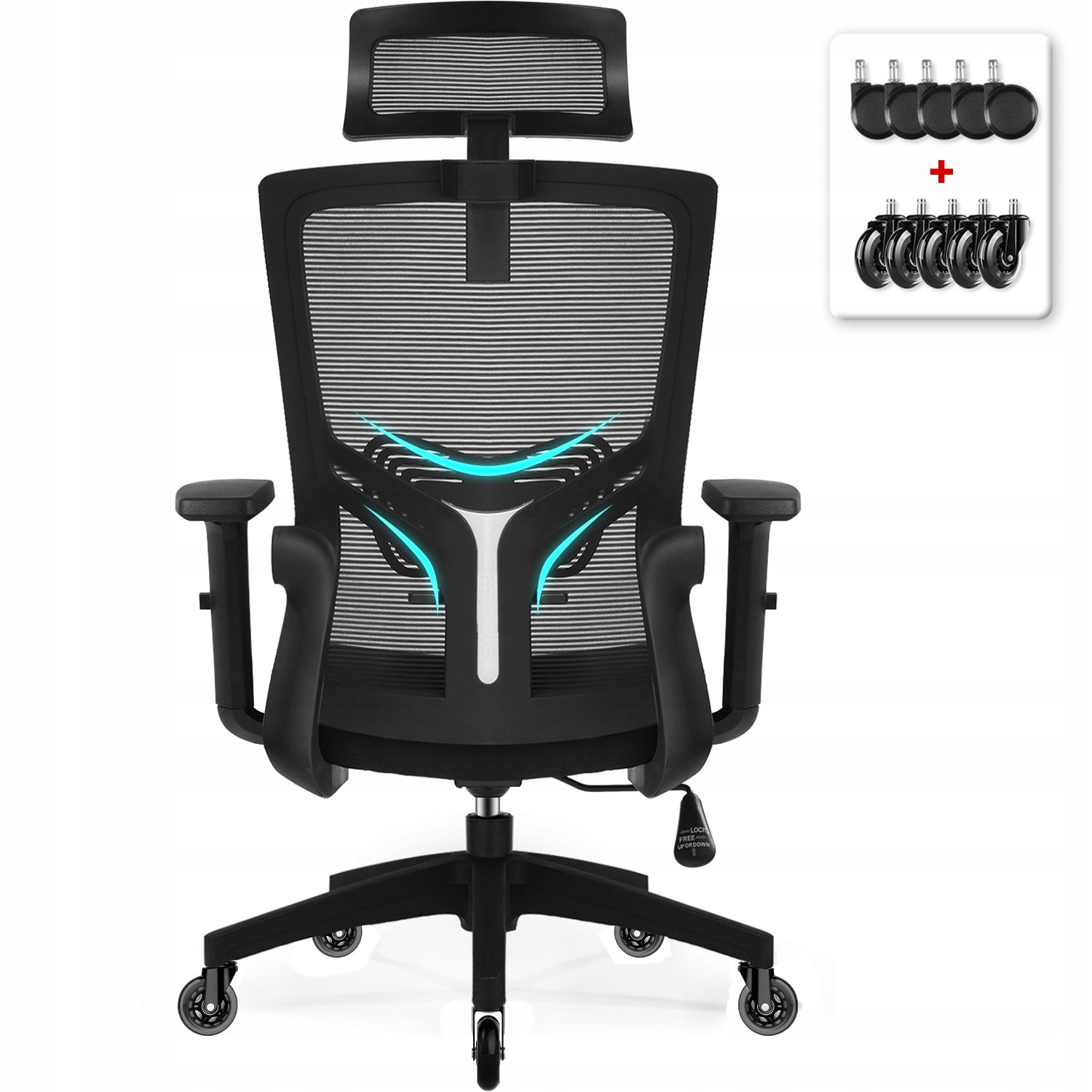 Office Chair Ergonomic Adjustable Head Lumbar Armrest Support