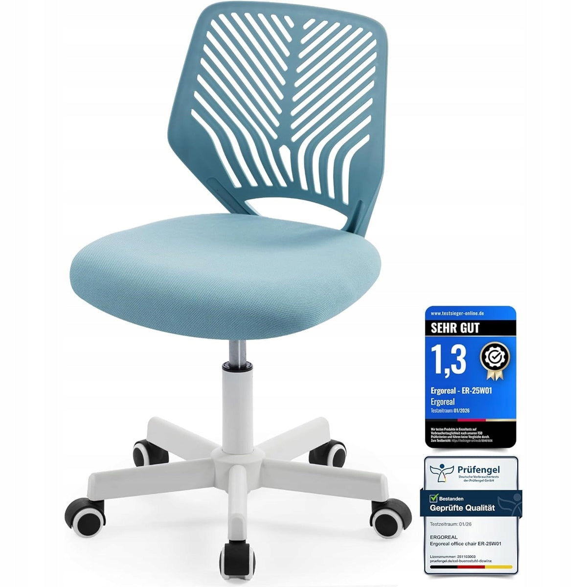 Office Chair Ergonomic Adjustable Swivel Without Armrests