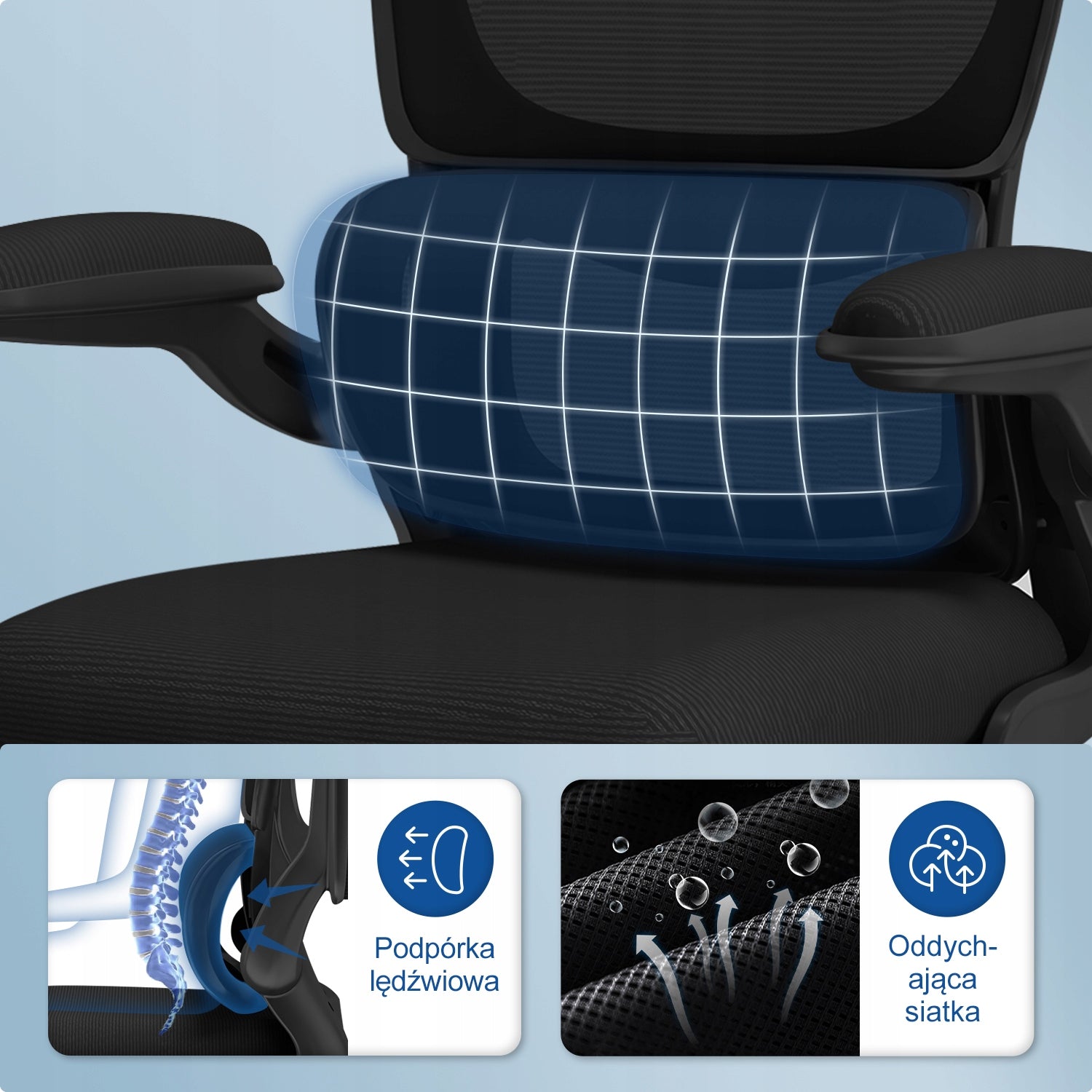 Office Chair Ergonomic Swivel Chair Adjustable Headrest Black 150KG Manufacturer code BGY-RY22-H
