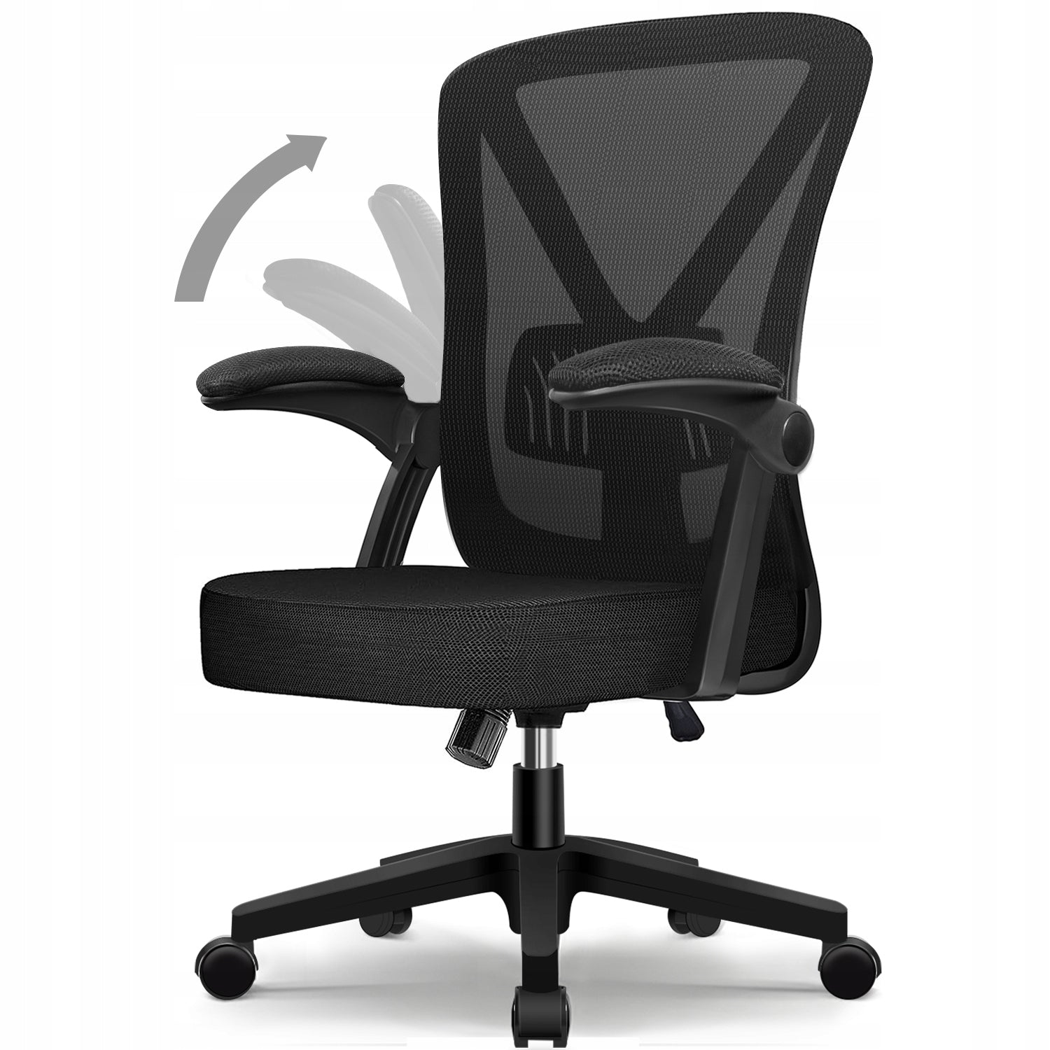 Office Chair Ergonomic Swivel Chair Foldable Armrest Black 150kg Packaging status original