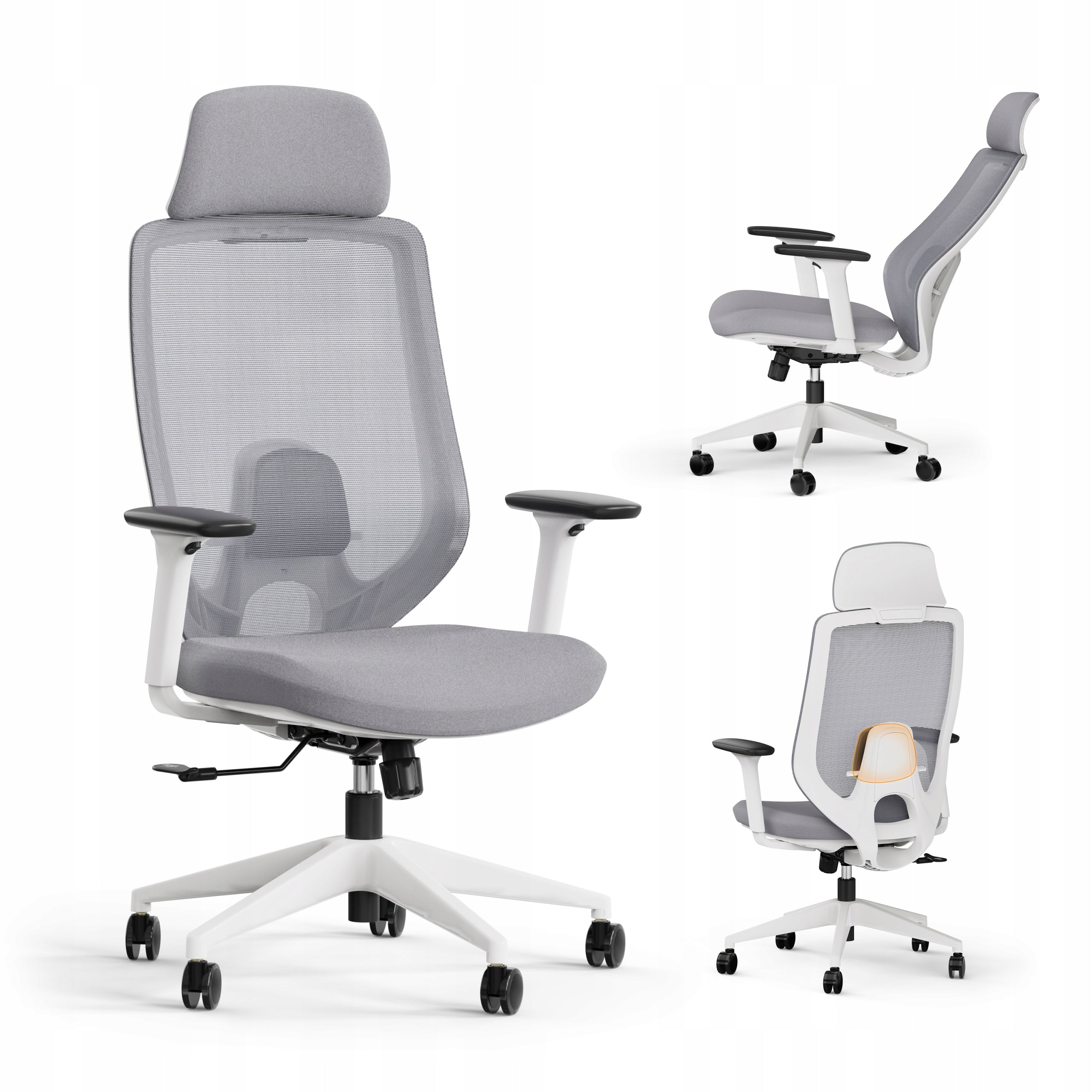 Office Chair Ergonomic Swivel Chair Material Grey Sense7 Nakai