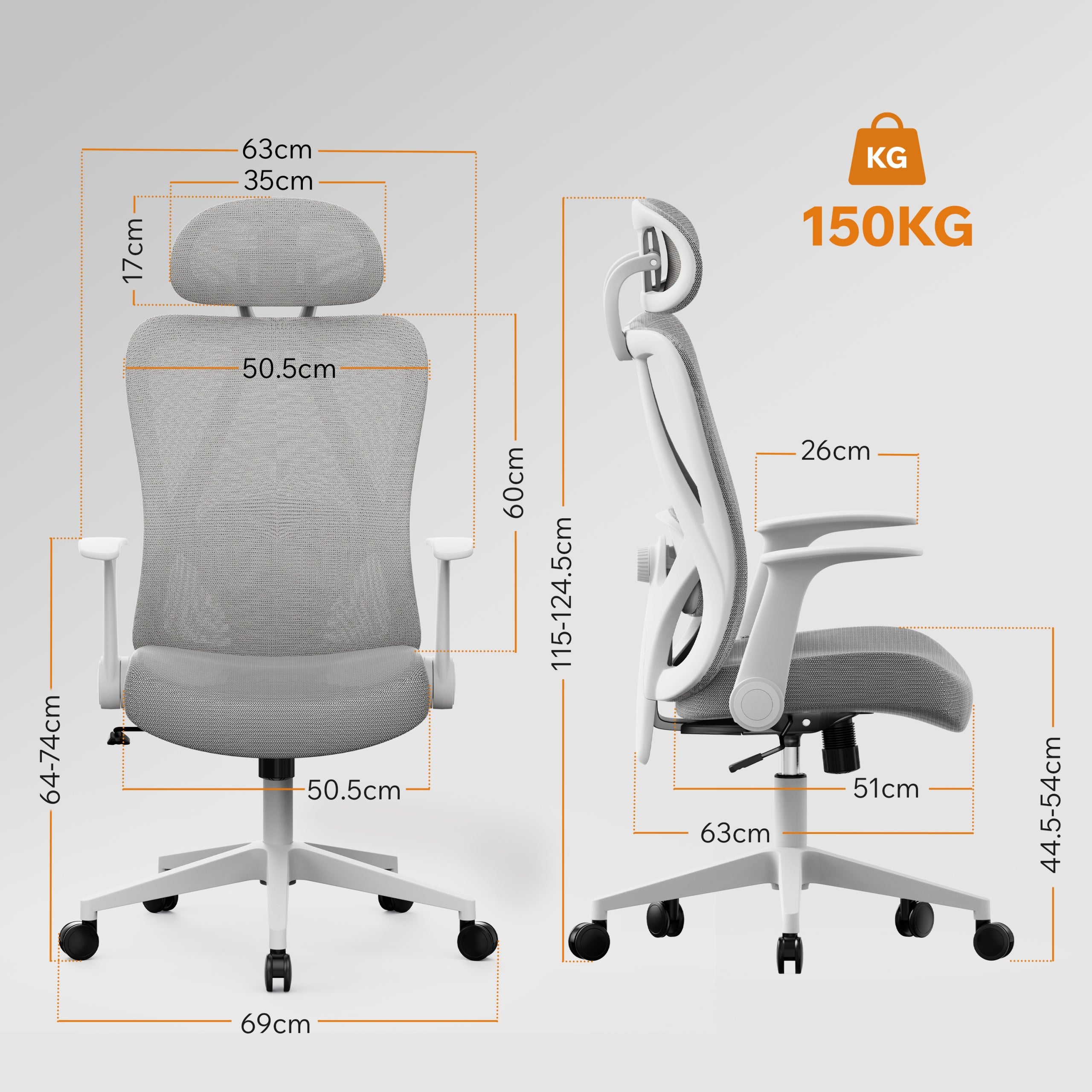 Office Chair Ergonomic Swivel Chair Material Grey Sense7 Noxo Packaging status original