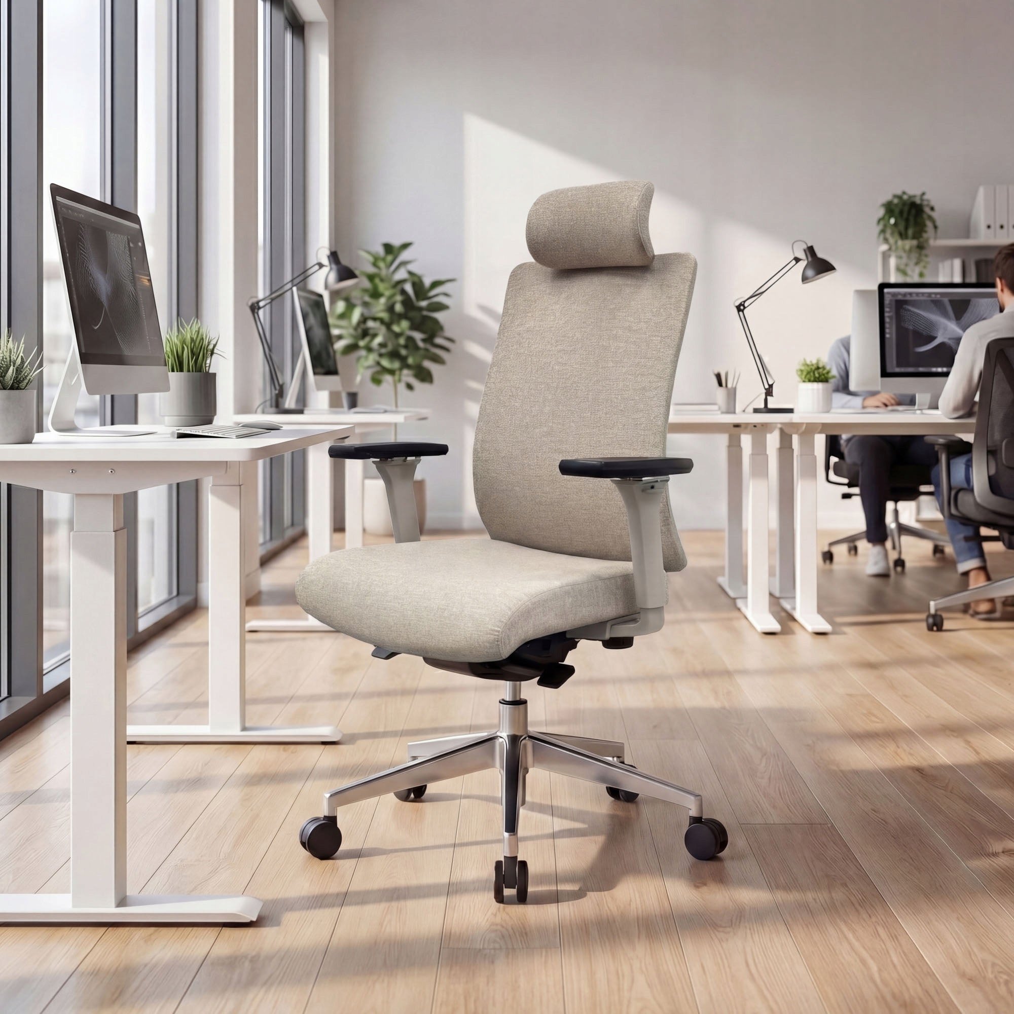 Office Chair Ergonomic Swivel Fabric Light JAN NOWAK VECTOR Beige Medical device no