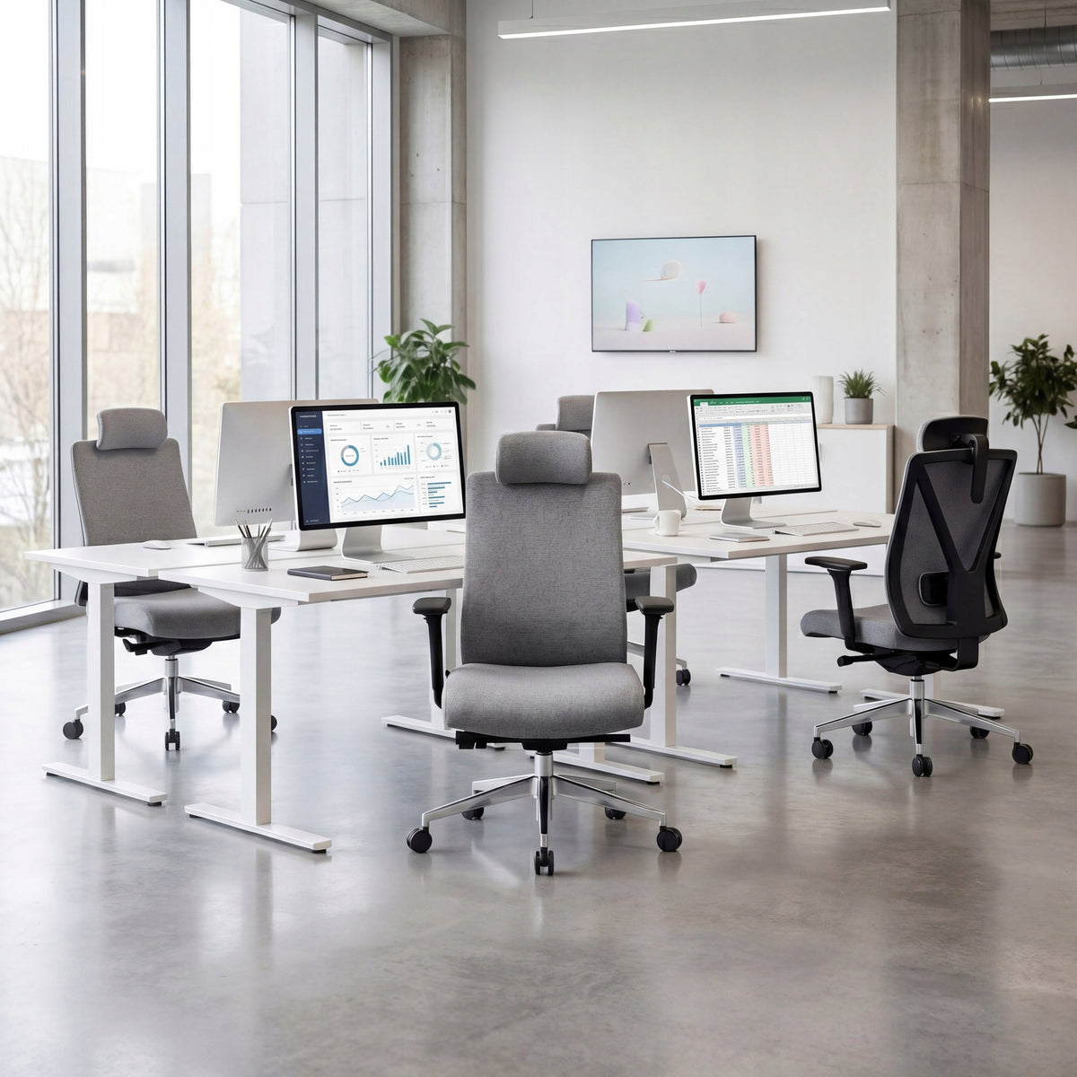 Office Chair Ergonomic Swivel Upholstered JAN NOWAK VECTOR Grey Packaging status original