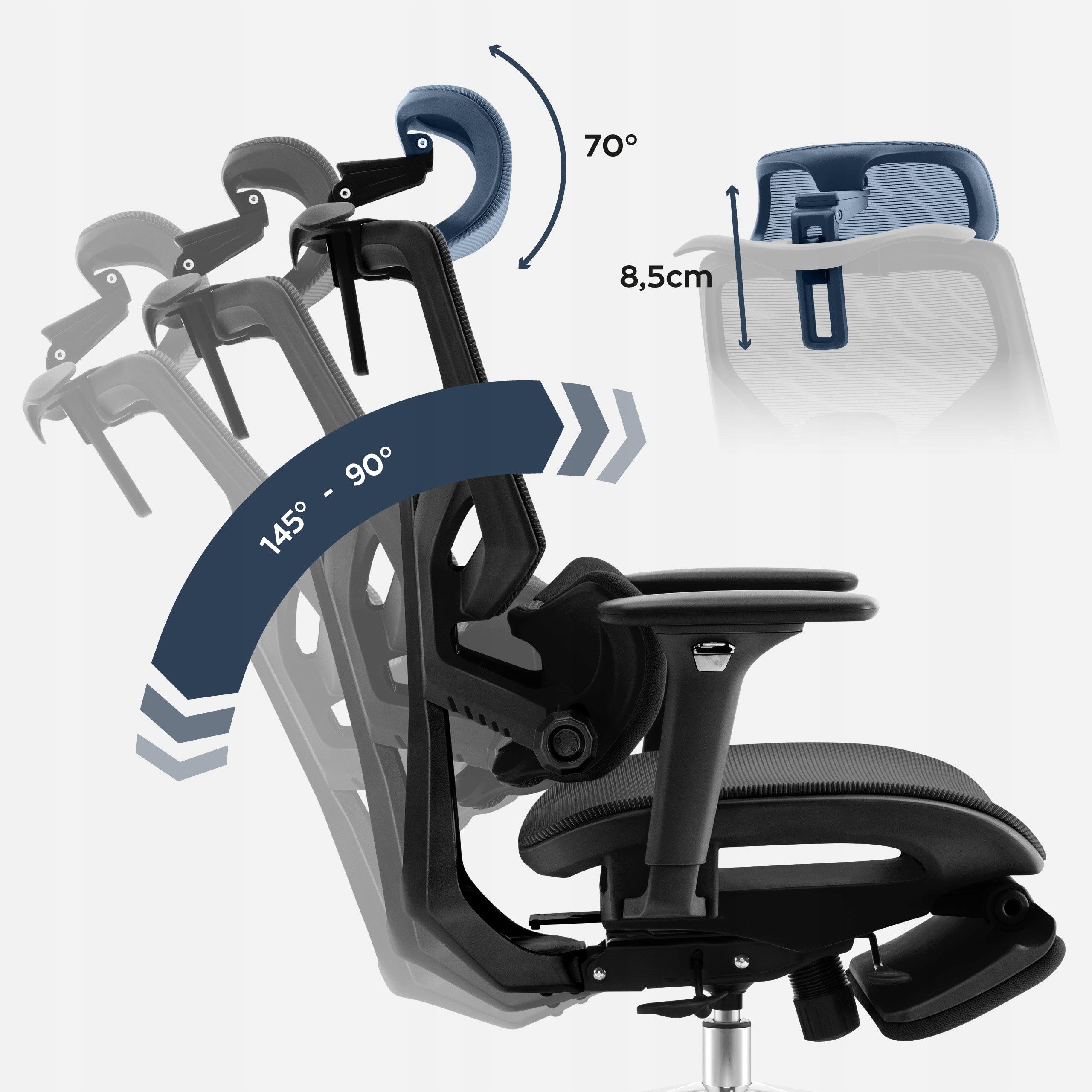 Office Chair Footrest Ergonomic Adjustable Rotating Material MESH Brand Markadler