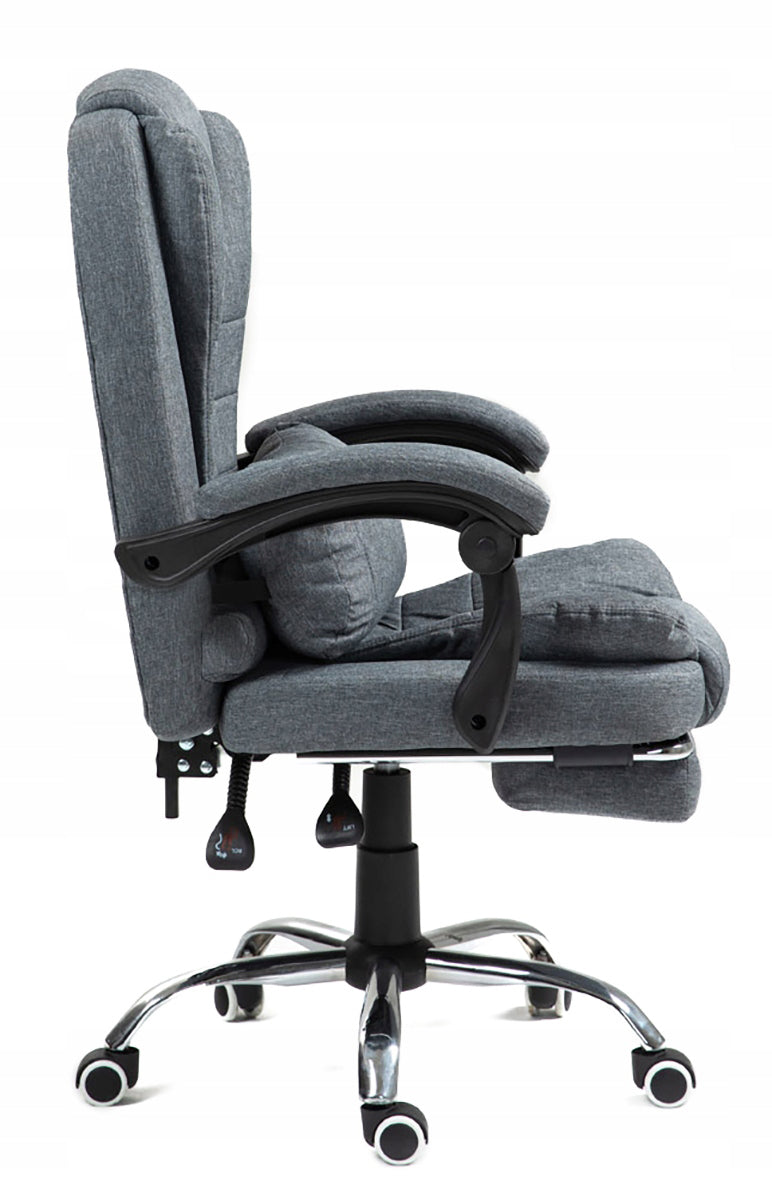 Office Chair Grey with Footrest Comfortable Fabric Adjustable Grey NBR011 Furniture depth 58 cm