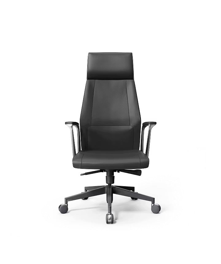Office Chair LC7 Leather Executive Adjustable Night Black 136kg