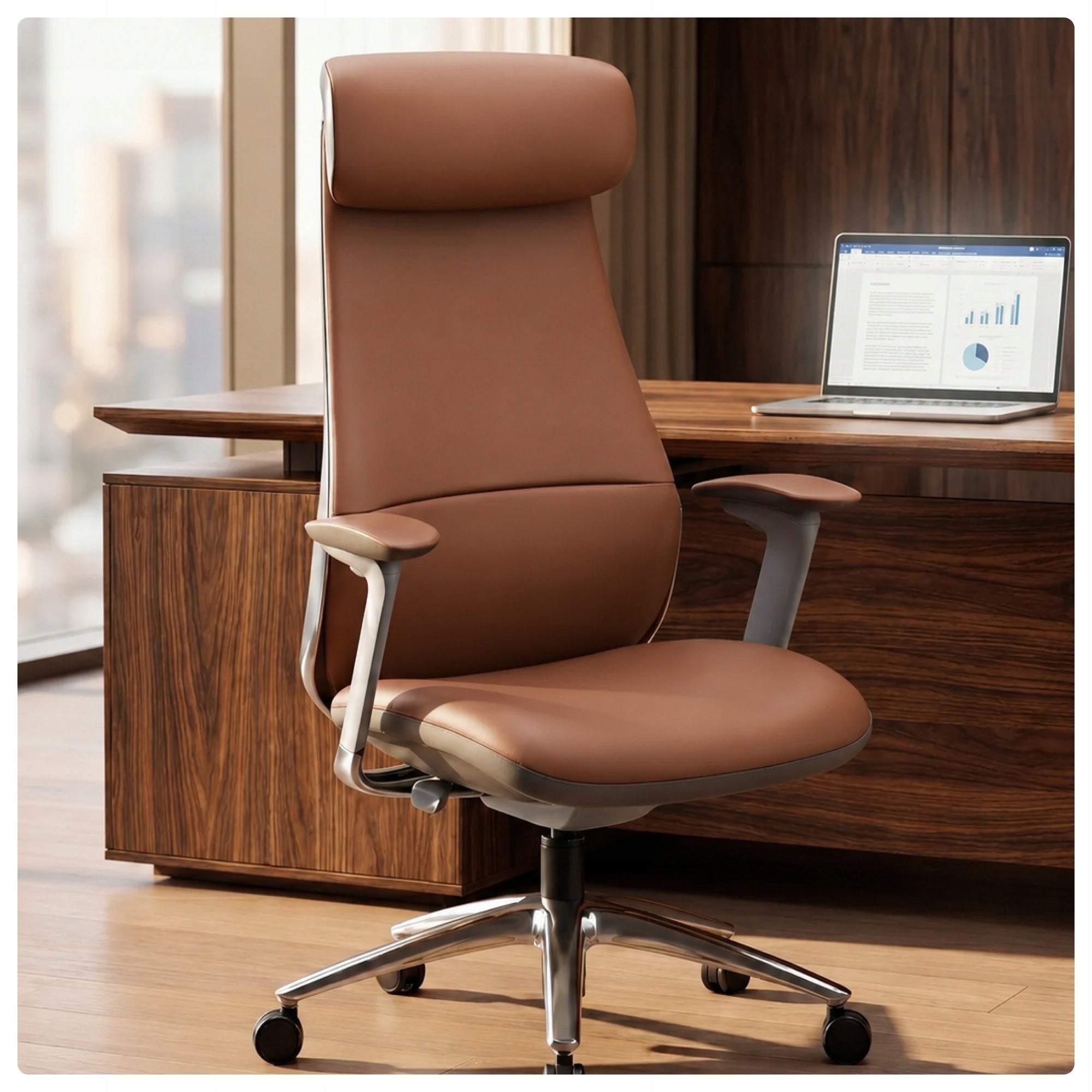 Office Chair Leather Cabinet Comfortable Premium JAN NOWAK COMMAND Brown Packaging status original