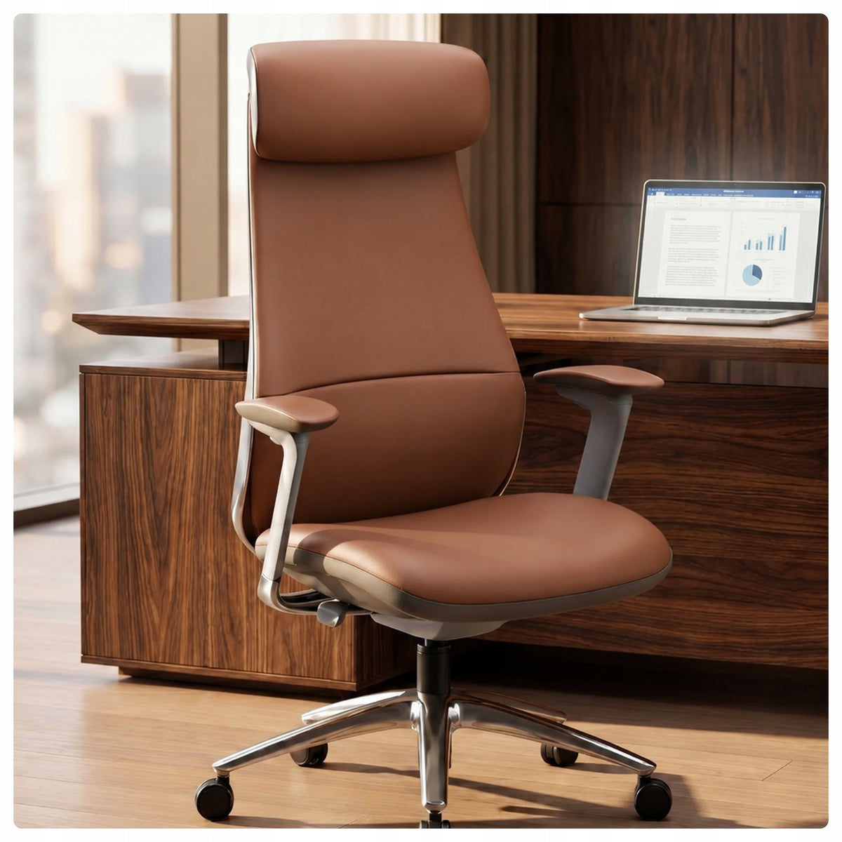 Office Chair Leather Cabinet Comfortable Premium JAN NOWAK COMMAND Brown Packaging status original