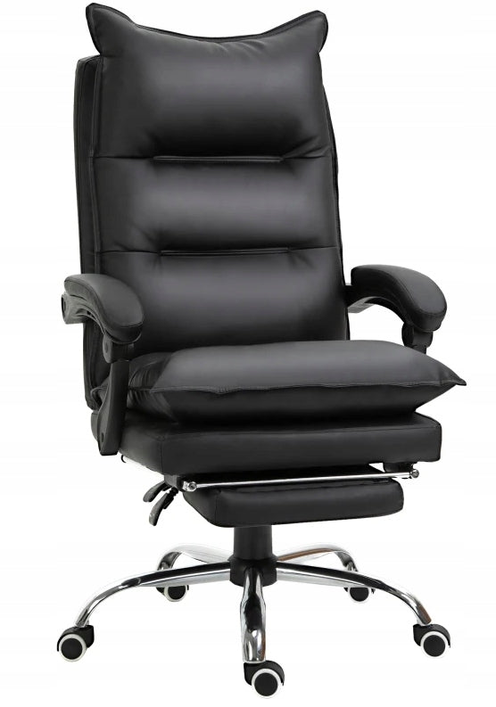 Office Chair Leather Eco With Footrest Black Manufacturer code Fotel Biurowy Skóra Eko Z Podnóżkiem Czarny