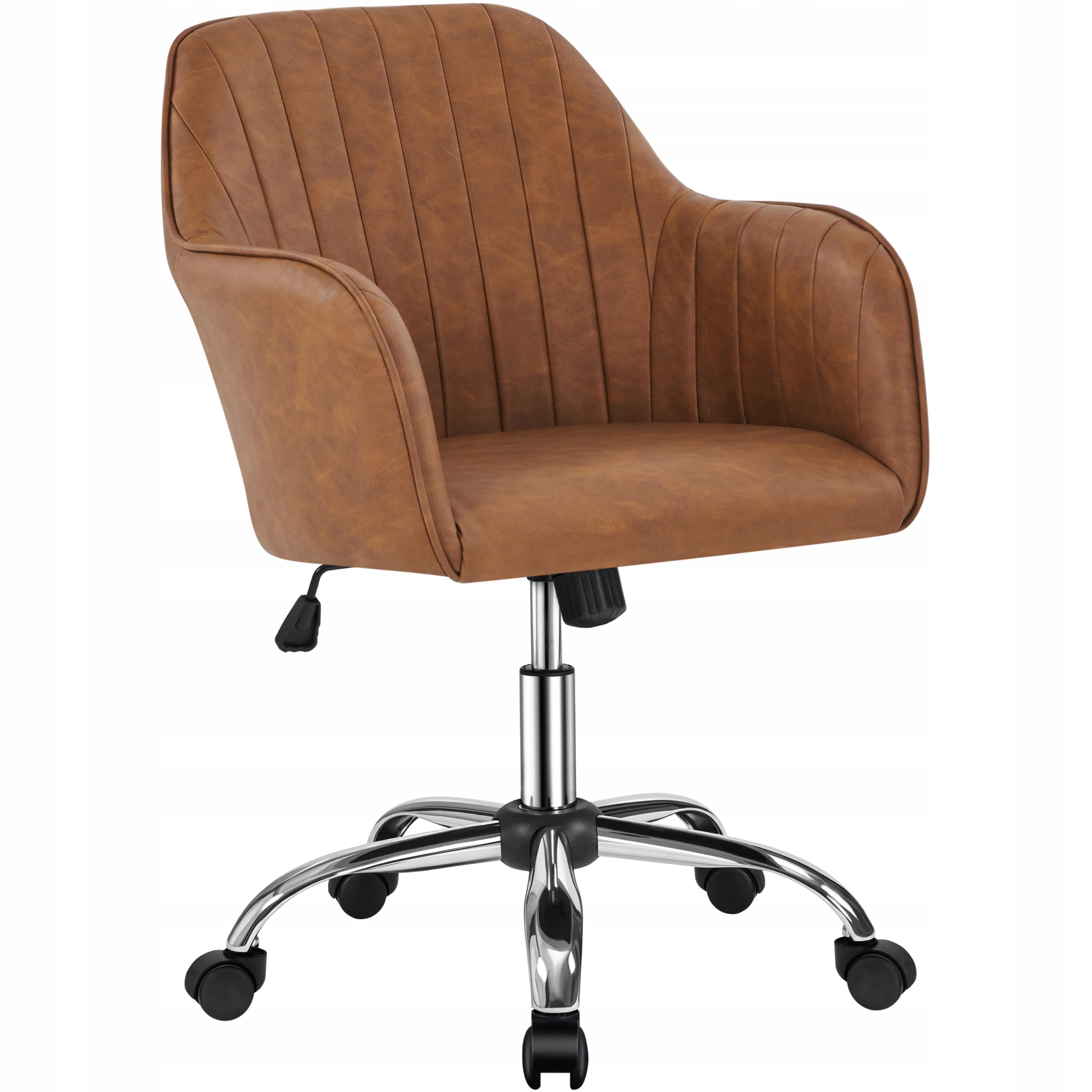 Office Chair Medium with Backrest, Swivel, Swivel, Wheels, Brown