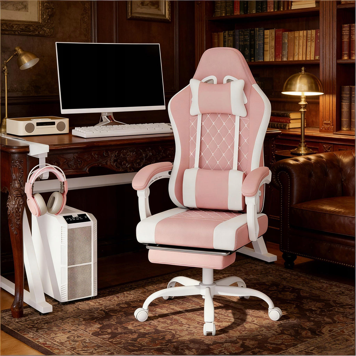 Office Chair Metal 360 Swivel Ergonomic White Pink 70x70x127 cm Manufacturer code YL260804SHS062