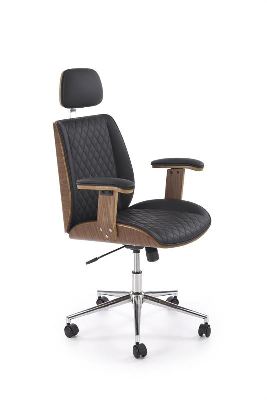 Office Chair Rotary TIMBER Wood Bent Walnut Black Halmar