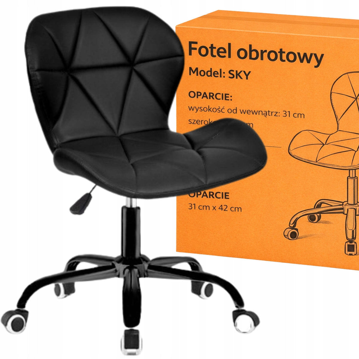 Office Chair Swivel Black Eco Leather Desk Chair Dressing Table Cabinet