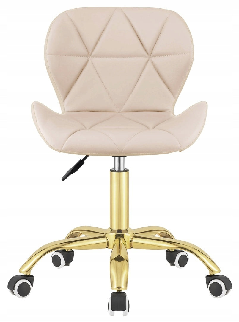 Office Chair Swivel Chair for Dressing Table Beige Faux Leather Lugano Manufacturer code VAS3-VASTO-OFFICE-CREAM-PU-GOLD