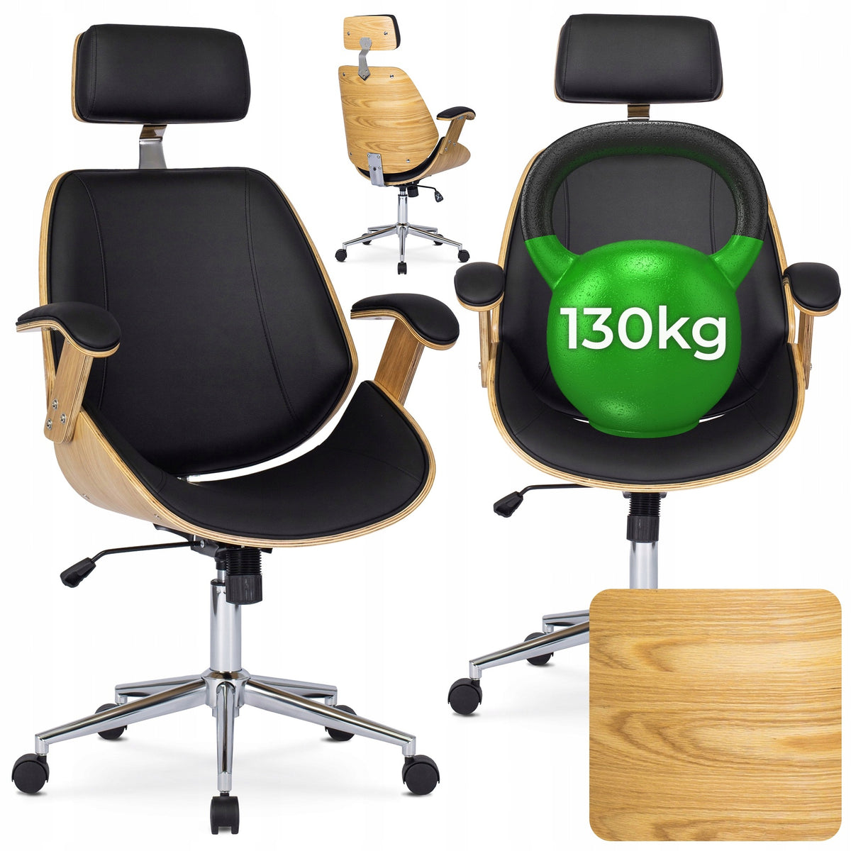 Office Chair Swivel Desk Chair Black Fabian