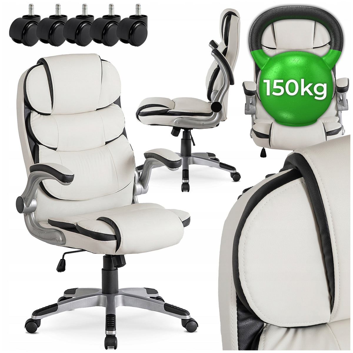 Office Chair Swivel Desk Chair Ergonomic White LIVERPOOL