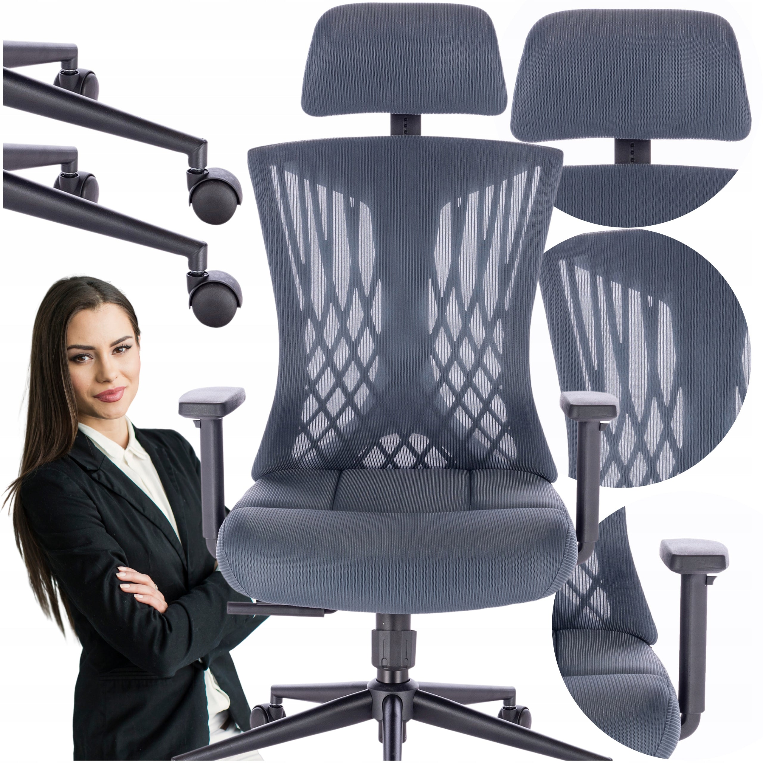 Office Chair Swivel ERGONOMIC Office Chair Adjustable Grey-Blue EAN (GTIN) 5905610251833