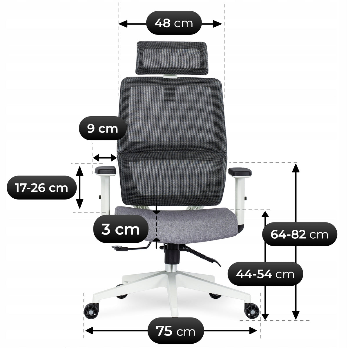 Office Chair Swivel Ergonomic Desk Chair Black NICKI Manufacturer code fotel biały ergonomiczny krzesło regulowane