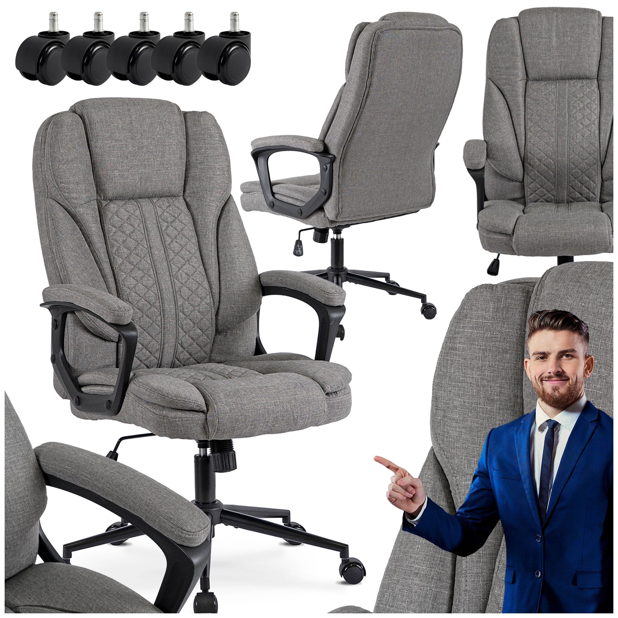 Office Chair Swivel Ergonomic Desk Chair Grey PHONIX
