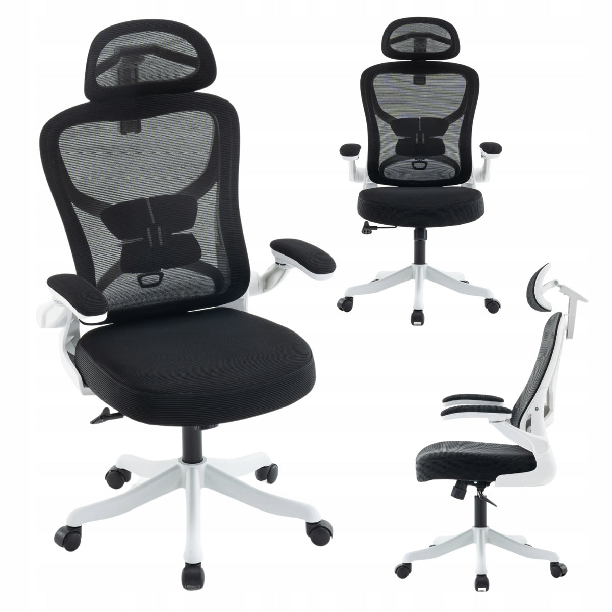 Office Chair Swivel Ergonomic Desk Chair White+Black Packaging status original