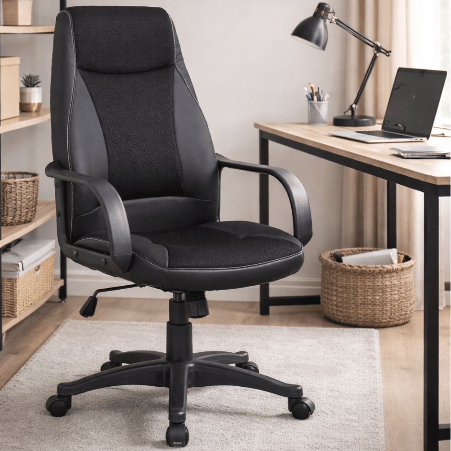 Office Chair Swivel For Office Ergonomic Eco Leather Black ULTA Brand MONOVO