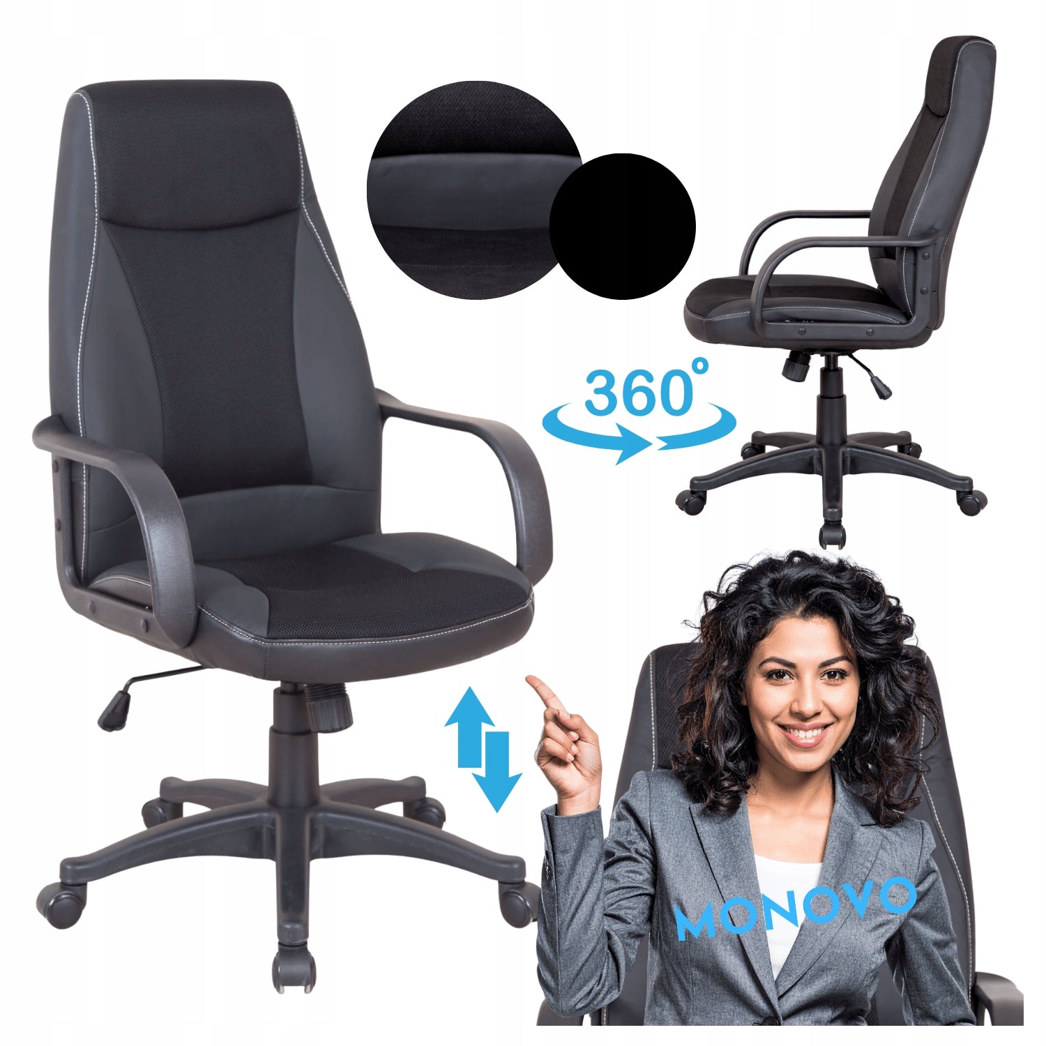 Office Chair Swivel For Office Ergonomic Eco Leather Black ULTA