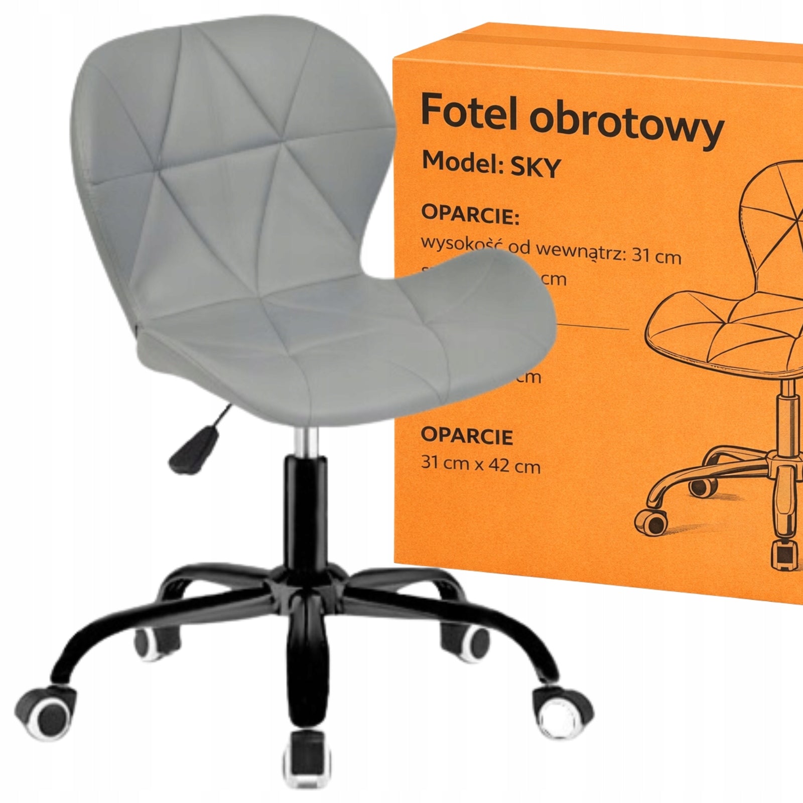 Office Chair Swivel Grey Eco Leather Adjustable Office Chair