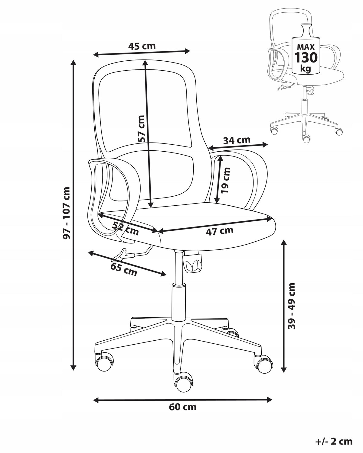Office Chair Swivel Mesh Height Adjustment Tilting Backrest Grey Medical device no