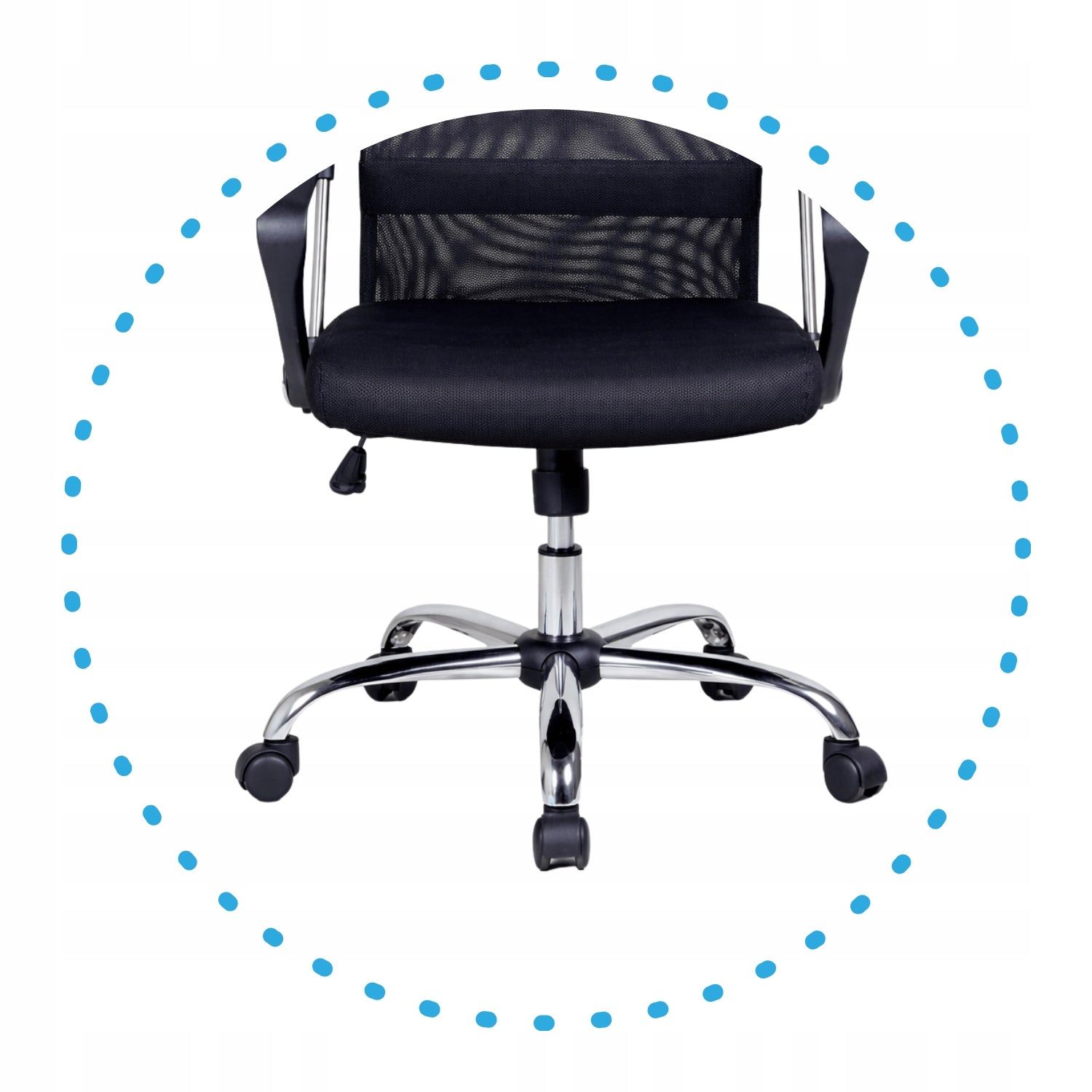 Office Chair Swivel Upholstered Mesh Black For Office Desk CEZAR Furniture depth 52 cm