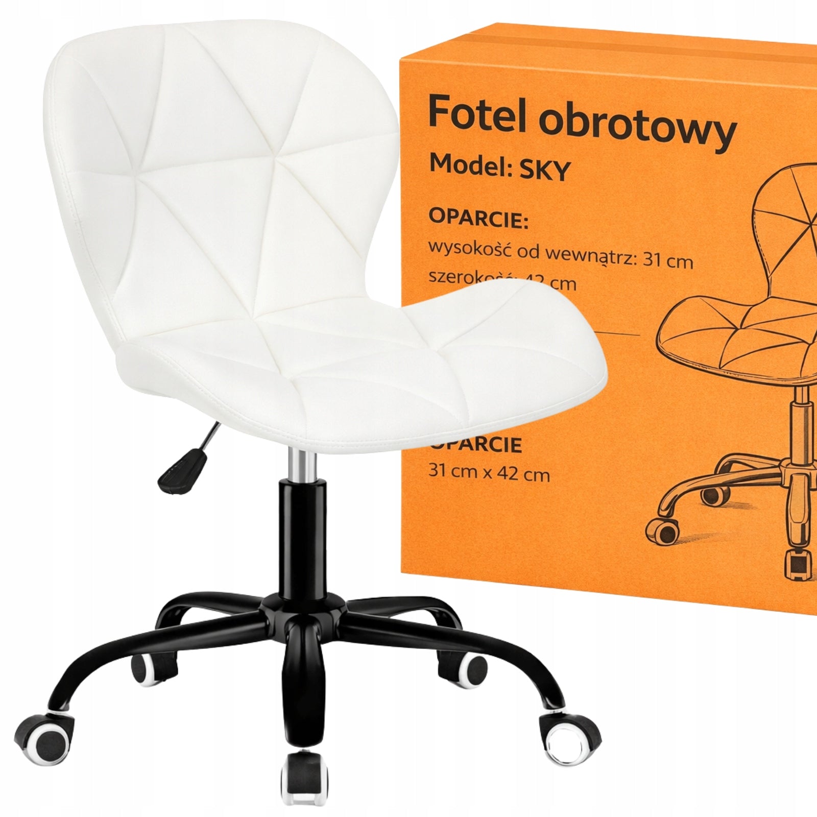 Office Chair Swivel White Eco Leather Desk Chair Dressing Table Cabinet