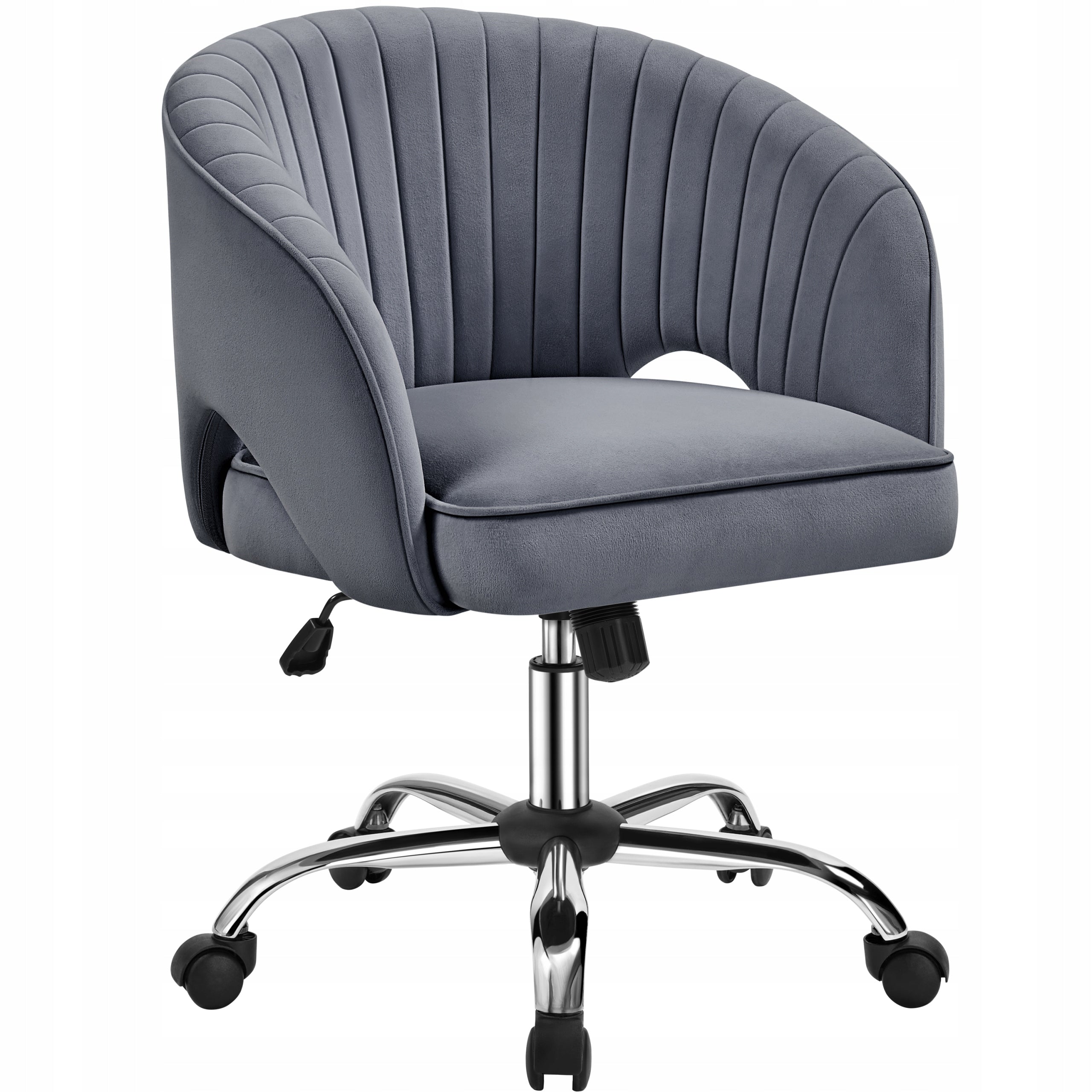 Office Chair for Dressing Table Swivel Velvet Upholstery, Dark Grey