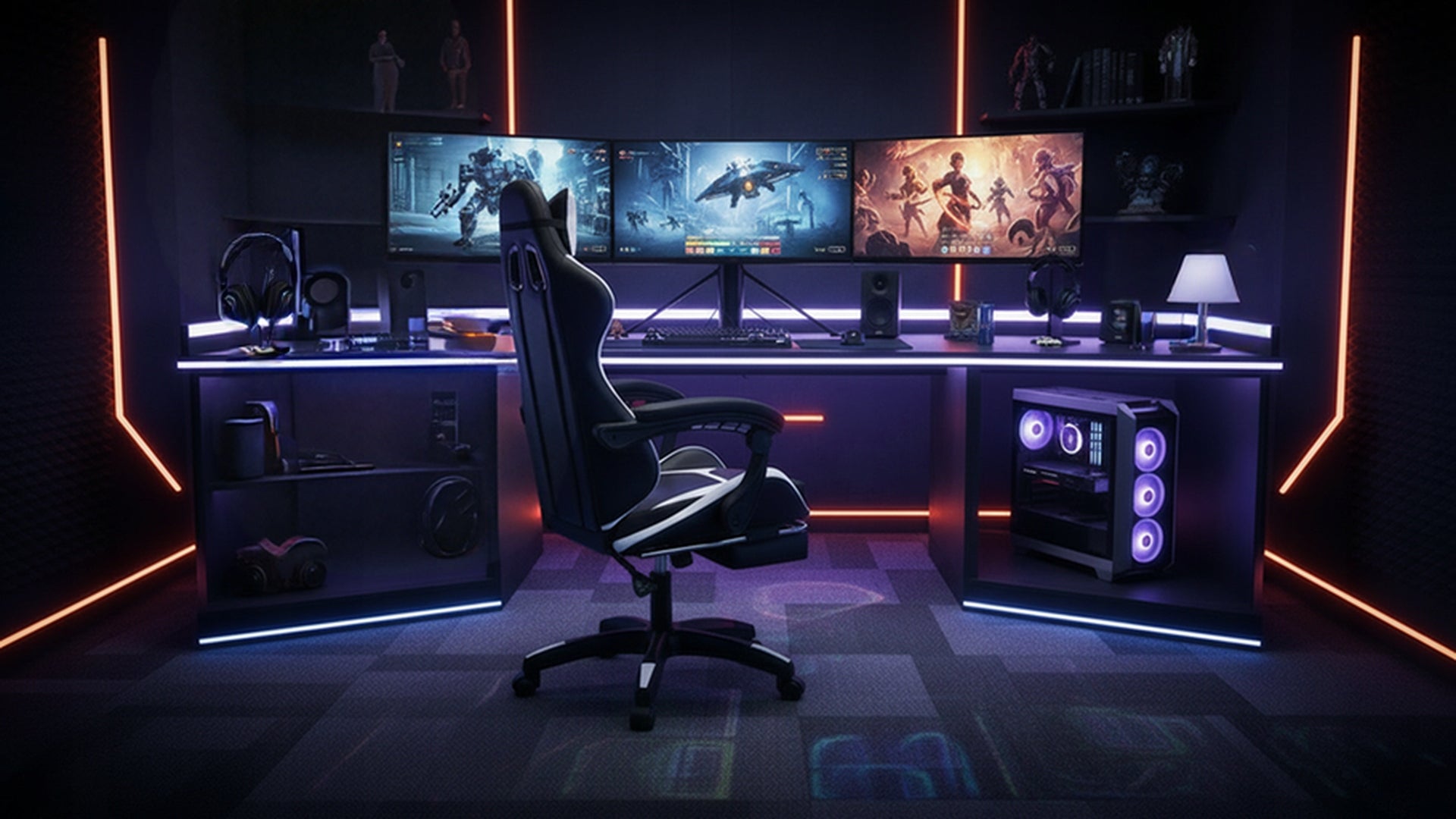 Office Chair on Wheels GAMING Swivel WHITE with FOOTREST Brand Athletic